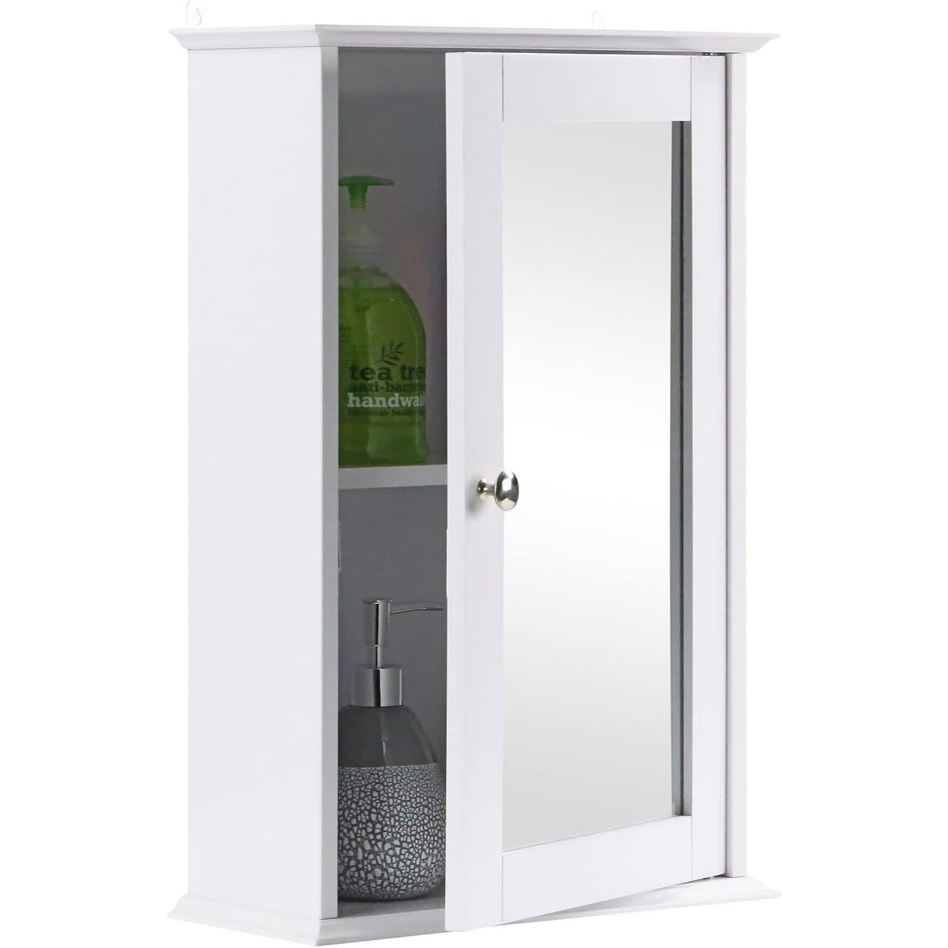 Single Door Mirrored Bathroom Cabinet with Adjustable Shelf