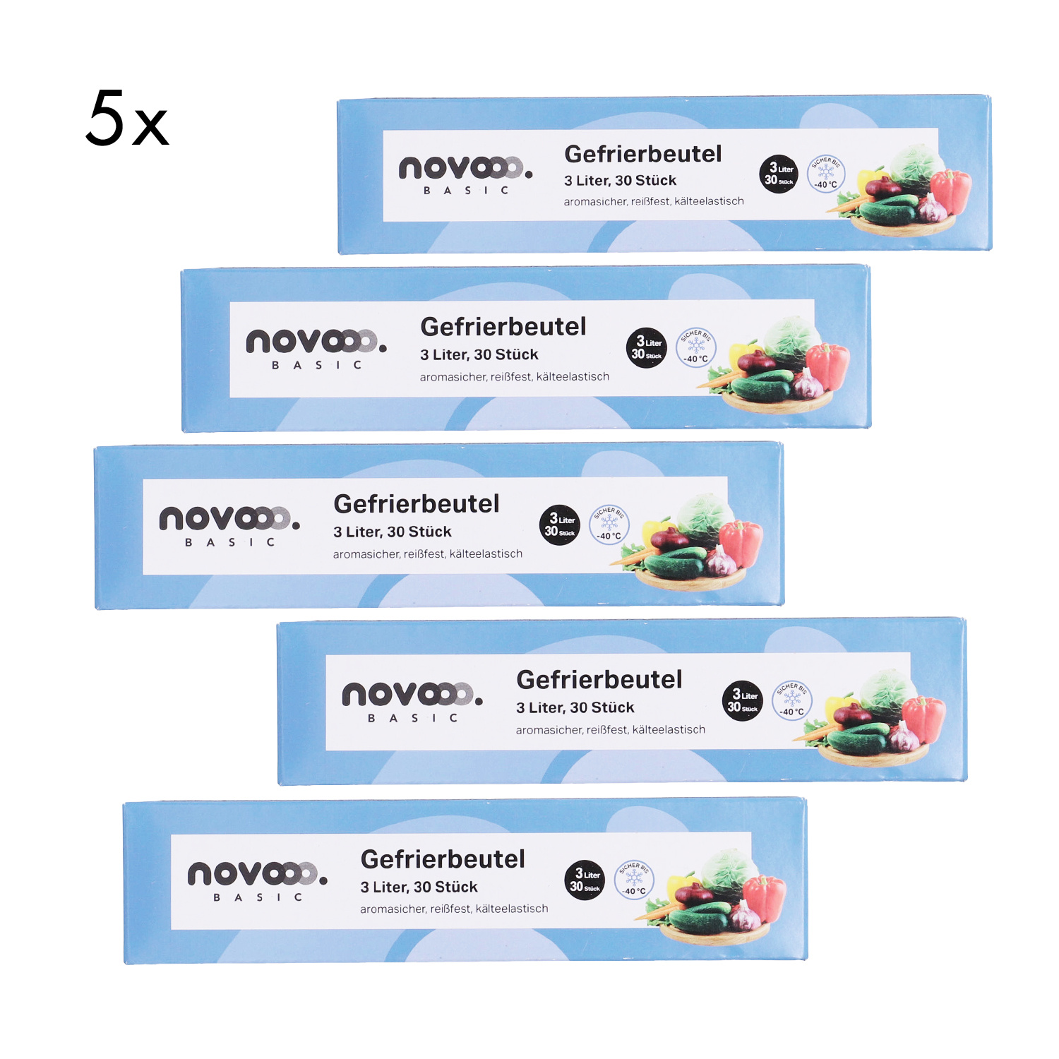 E-shop Gefrierbeutel – 5er Pack (je 30 Stück, 3 Liter)