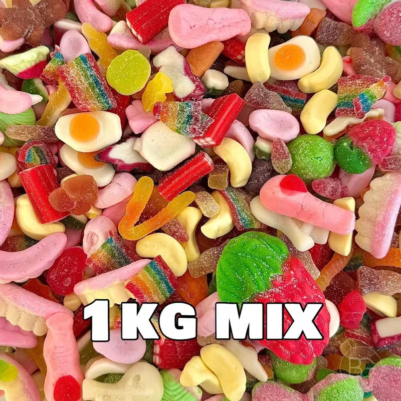 bg 1kg bulk bag cheap mixed classic sweets random assortment   jelly foam   gummy sour sweets 1kg bag
