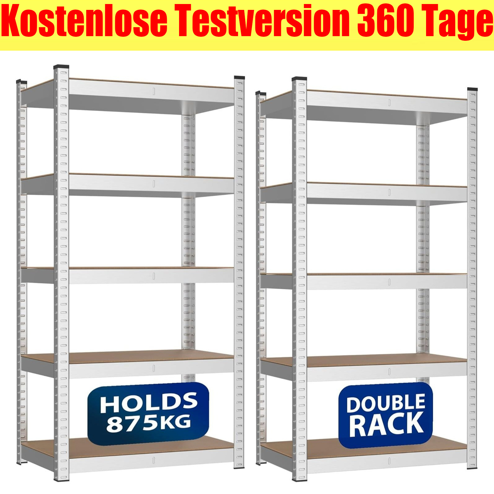 E-shop Set mit 2 Garagenregalen, 2 Stück, Lagerregal, 5-stöckiges Display-Regal, Stahlregale, Mehrzweckregale, einfache Montage, Lagerregale,