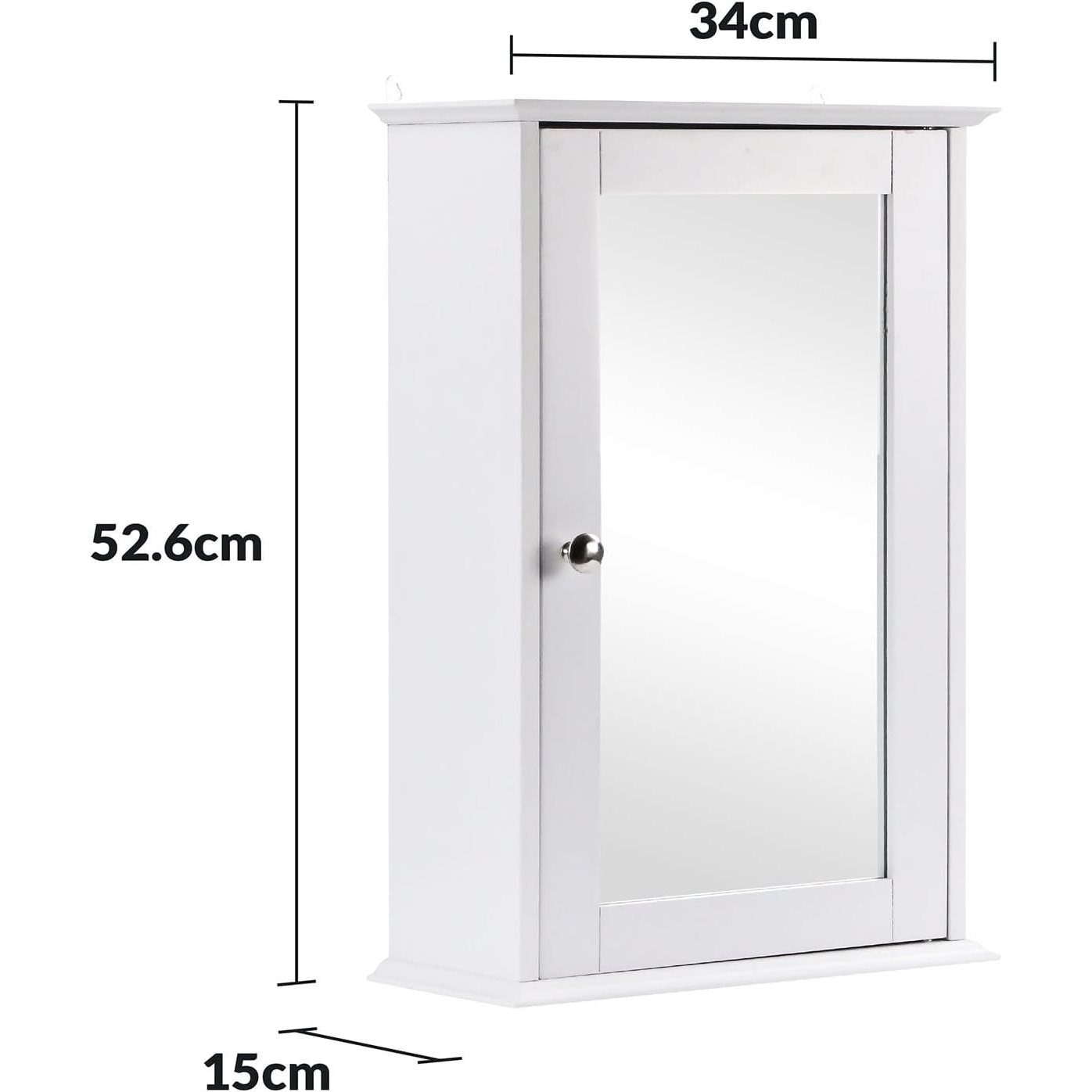 Single Door Mirrored Bathroom Cabinet with Adjustable Shelf