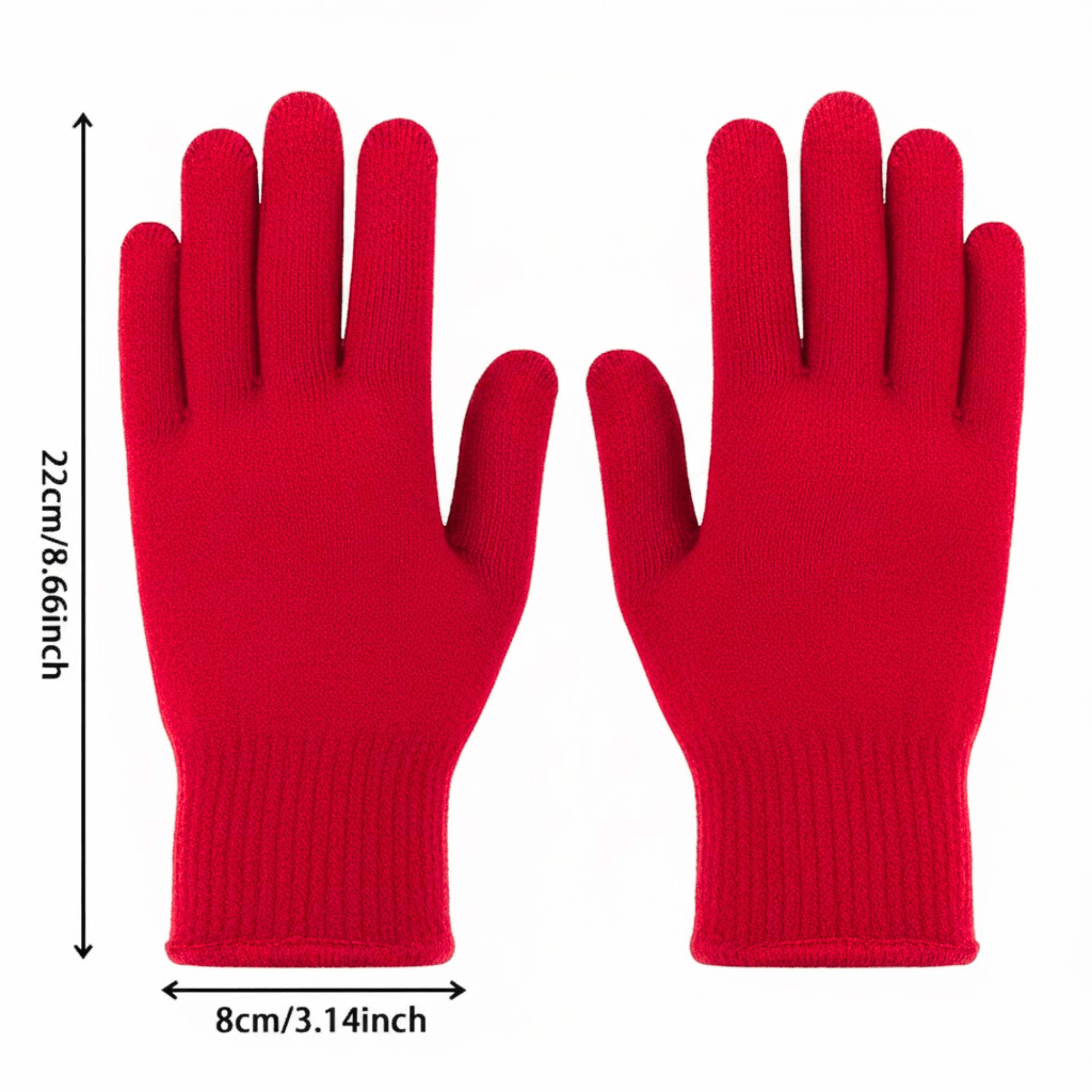 Adult Winter Warm Gloves, Assorted Solid Colour Stretch Knit Gloves