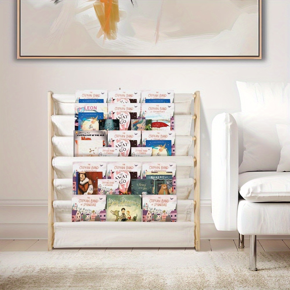 Image of 6-tier Bookshelf With Pockets – 14 X 9 X 83 Cm, , Perfect Height For Books, Ideal For Bedroom & Reading (storage)