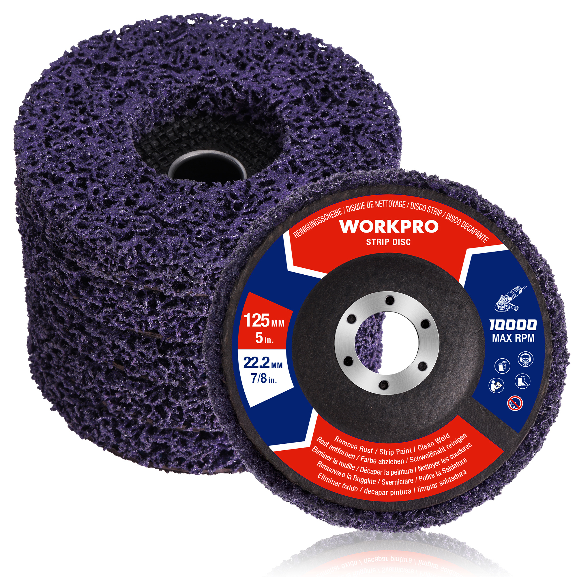 Image of Workpro 6pcs Csd Disc 125 Mm Grinding Disc Set, Cleaning Discs For Angle Grinders For Removing Rust & Paint, Abrasive Angle Grinder Discs For Coarse Cleaning
