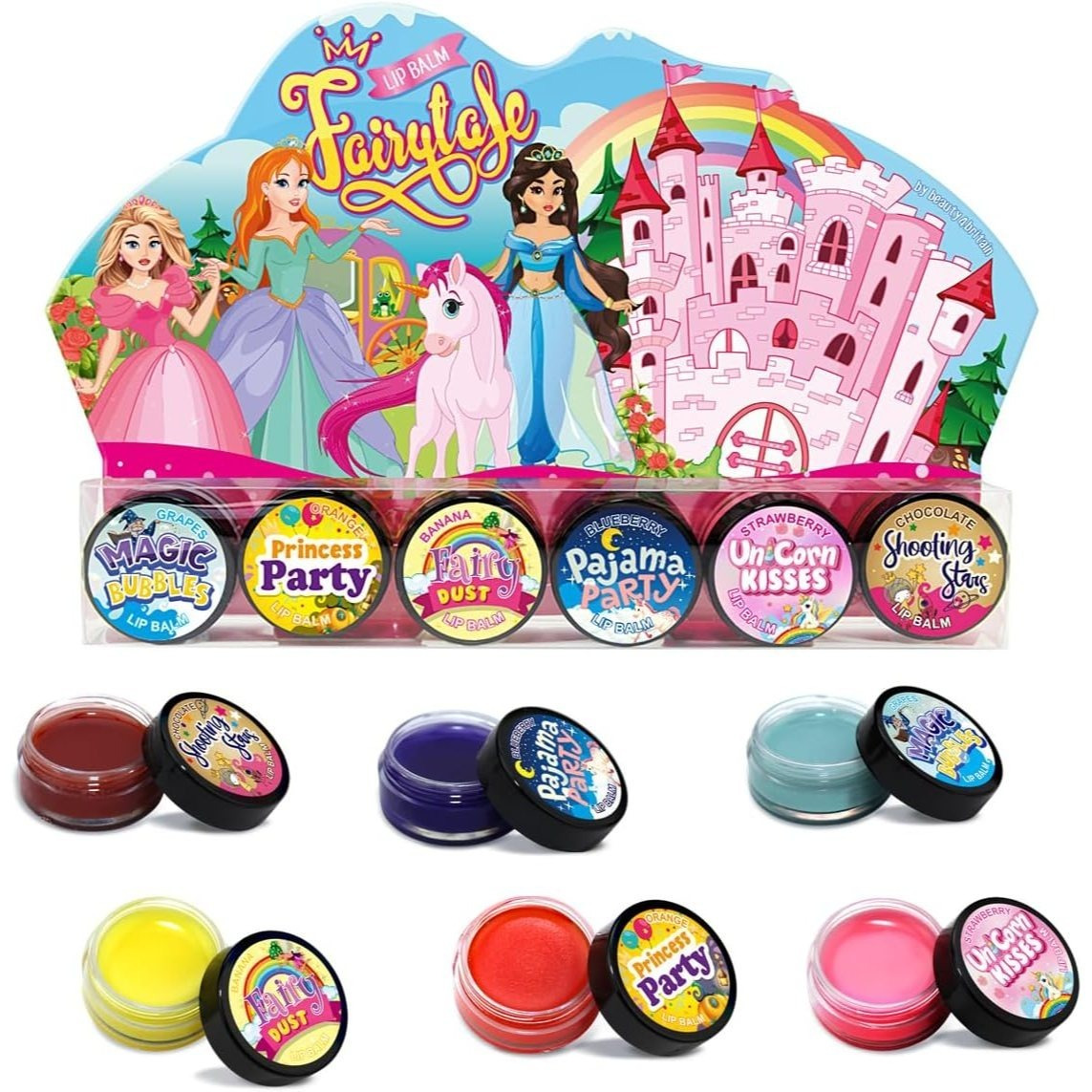 TEMU Set Of 6 Lip Balms Shining Non-colour Nourishing Fruity & Chocolate Scented Lip Balm Set