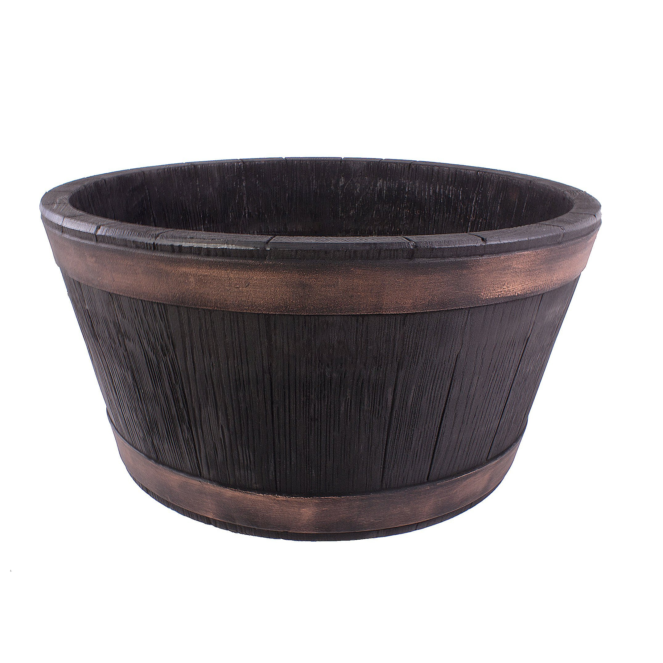 Image of Bigdean Wine Oak Plastic Tub Planter Trough Basin Garden Pond Mini Pond Replica, Diameter 50 Cm, Height 25 Cm, . 38