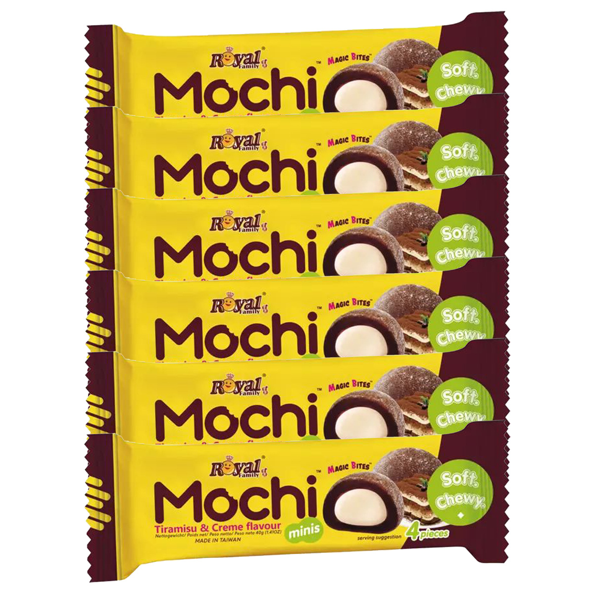 Image of Royal Family Mochi Tiramisu Snack Riegel Soft Chewy 40g 6er Pack