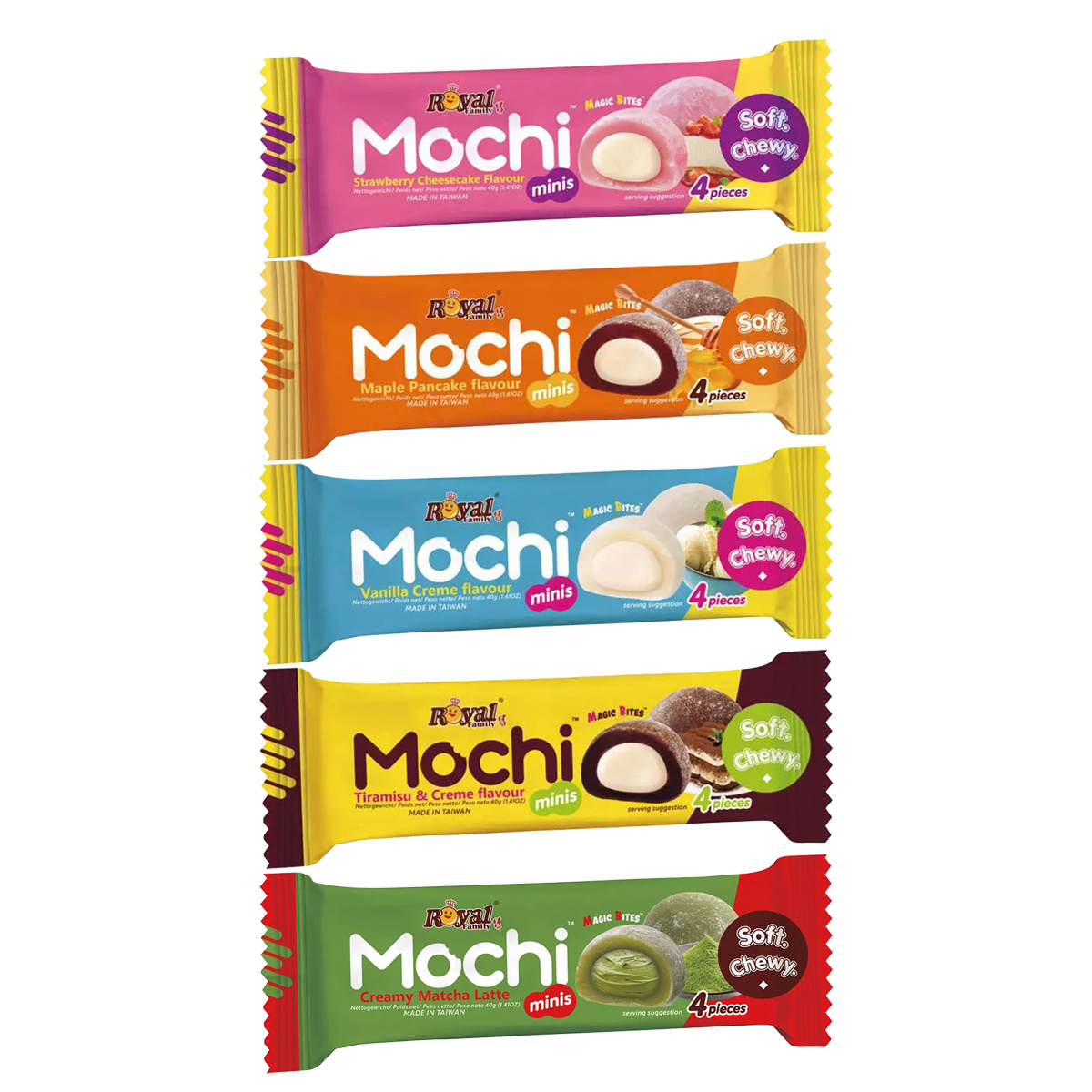 Royal Family Mochi Snack Trial Pack Mix Soft Chewy 5x40g 200g