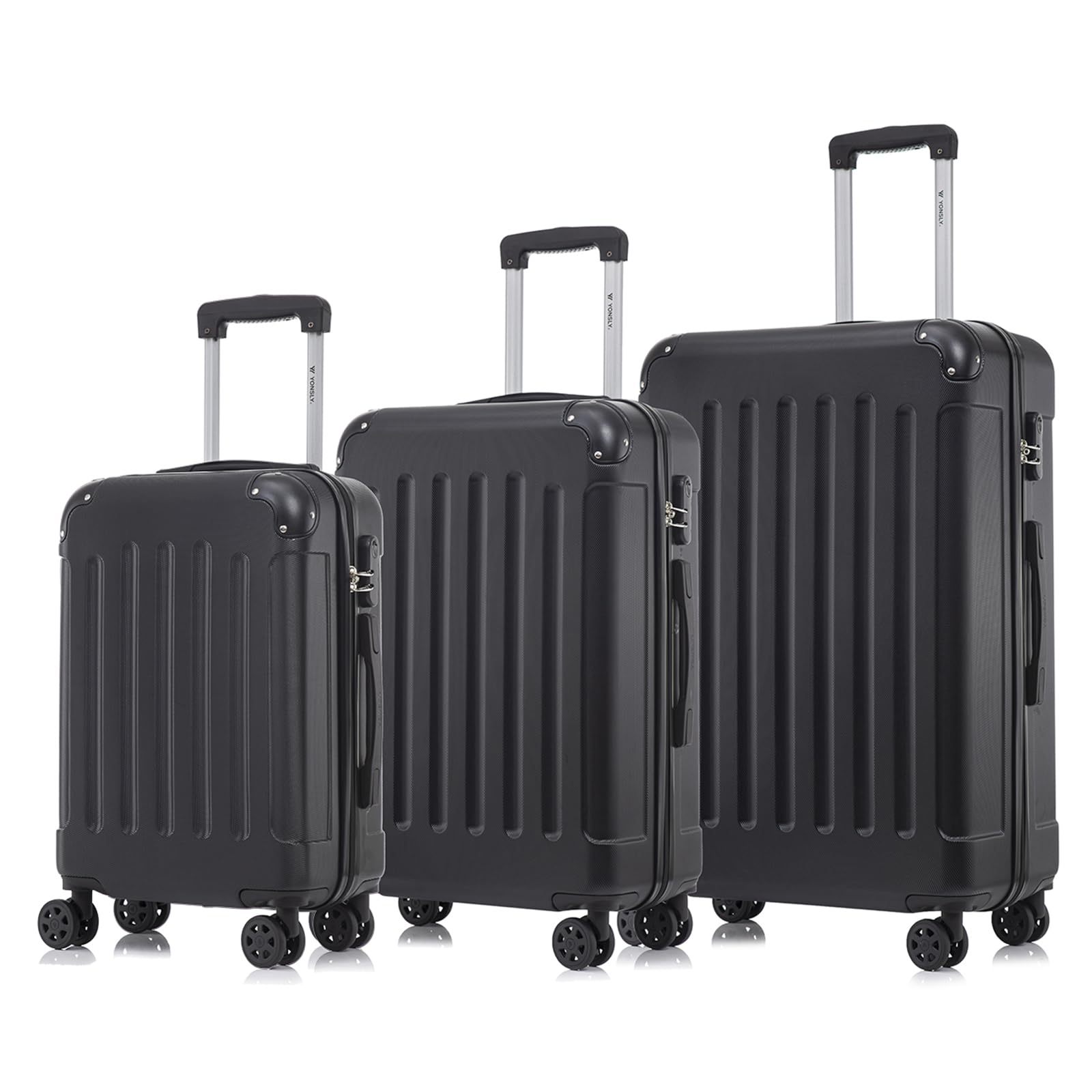 Image of Suitcase Set, Trolley Travel Suitcase, Rolling Carry-on Luggage, Luggage Set With 4-wheel 360° Rotation, Hardshell Travel Suitcase, Combination Lock, Handle (3-piece Set, M, L & Xl)