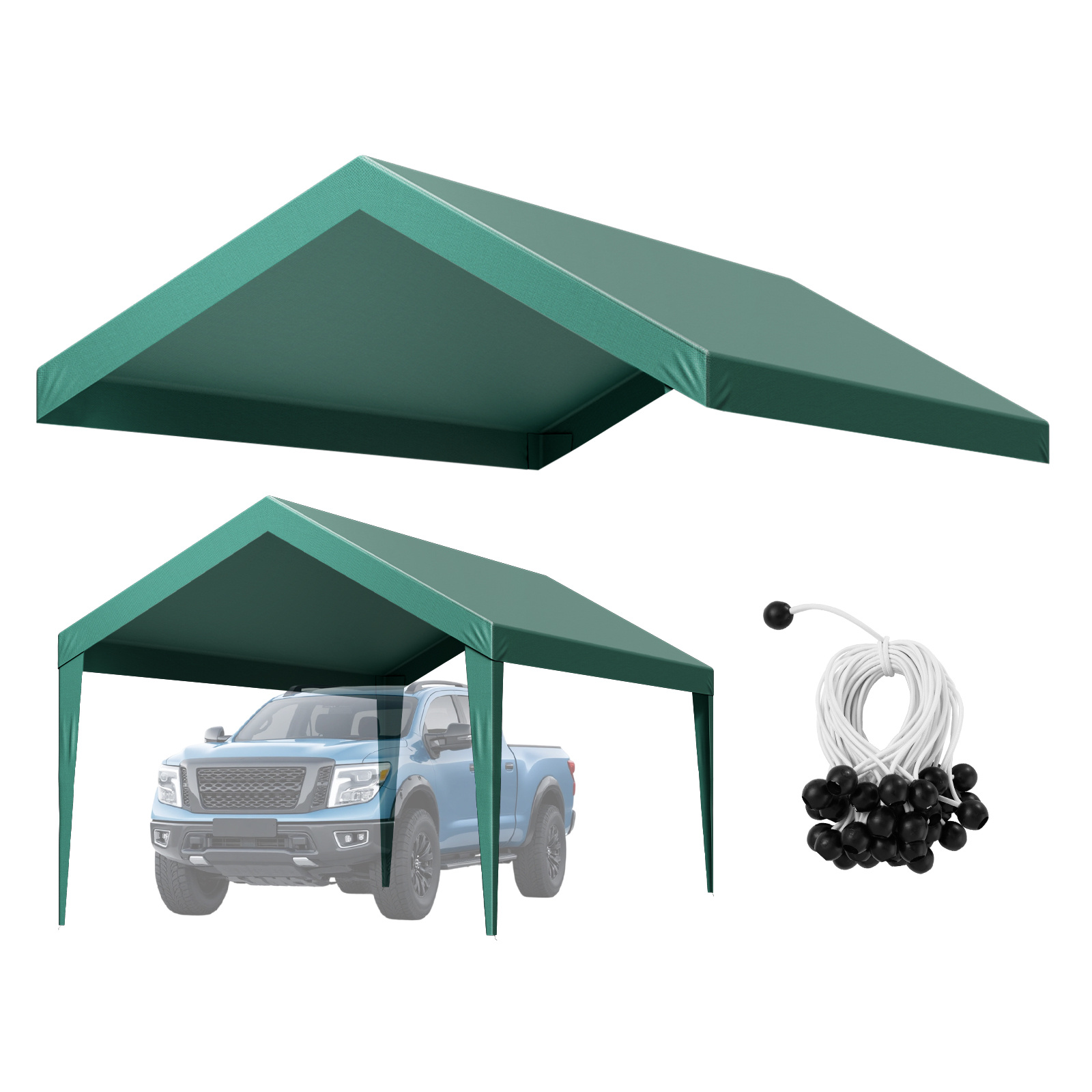 TEMU VEVOR Carport Reemplazo de Toldo, 3 x 6 m/10×20 ft Carpa Portátil para Garaje, Lona Resistente a los Rayos UV, Cubierta Pesada para Coche con