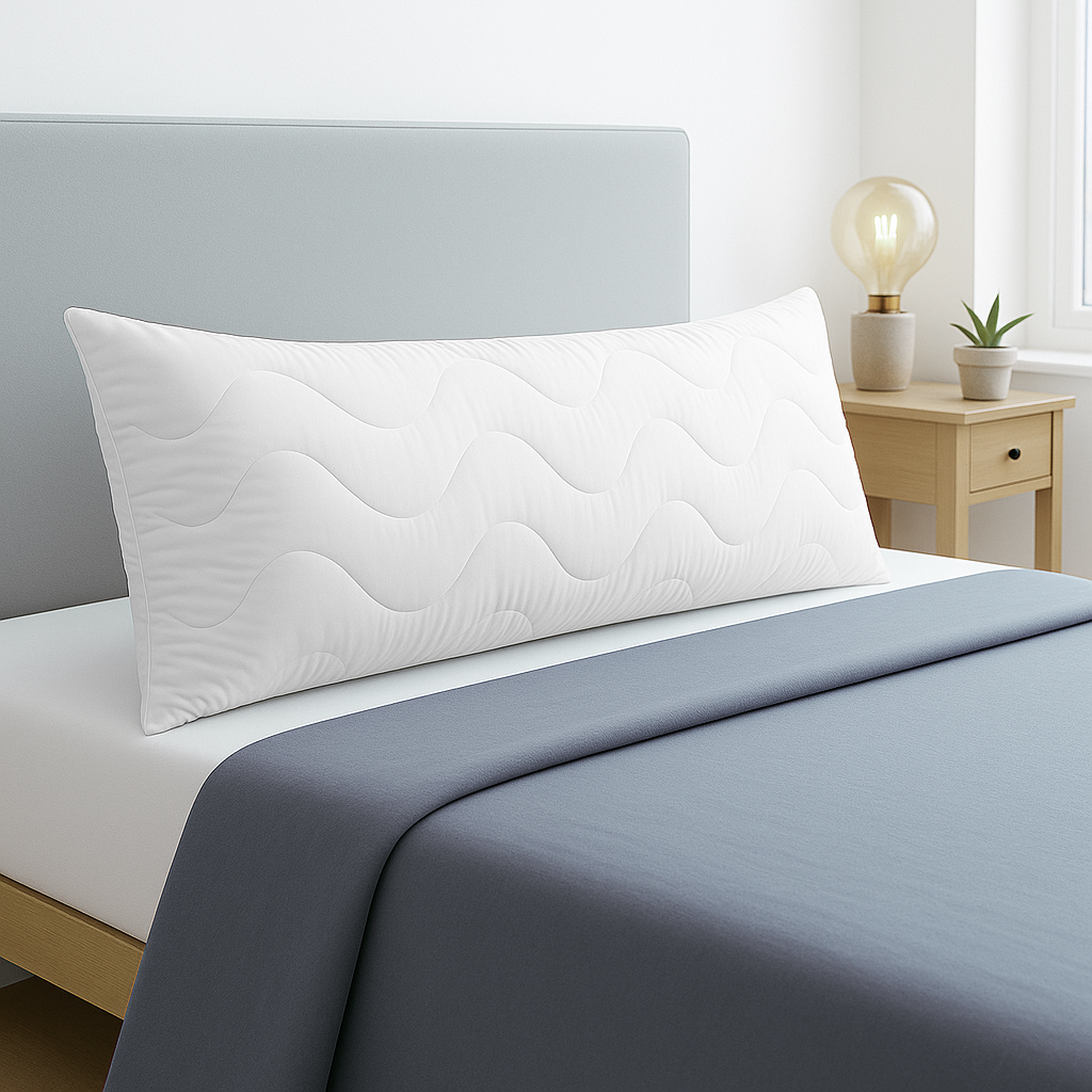 Premium Side Sleeper Pillow 40×145 Cm – Long Pillow For Side Sleepers – Comfortable Body Pillow For Adults With Microfiber Filling – Washable Sleeping Pillow