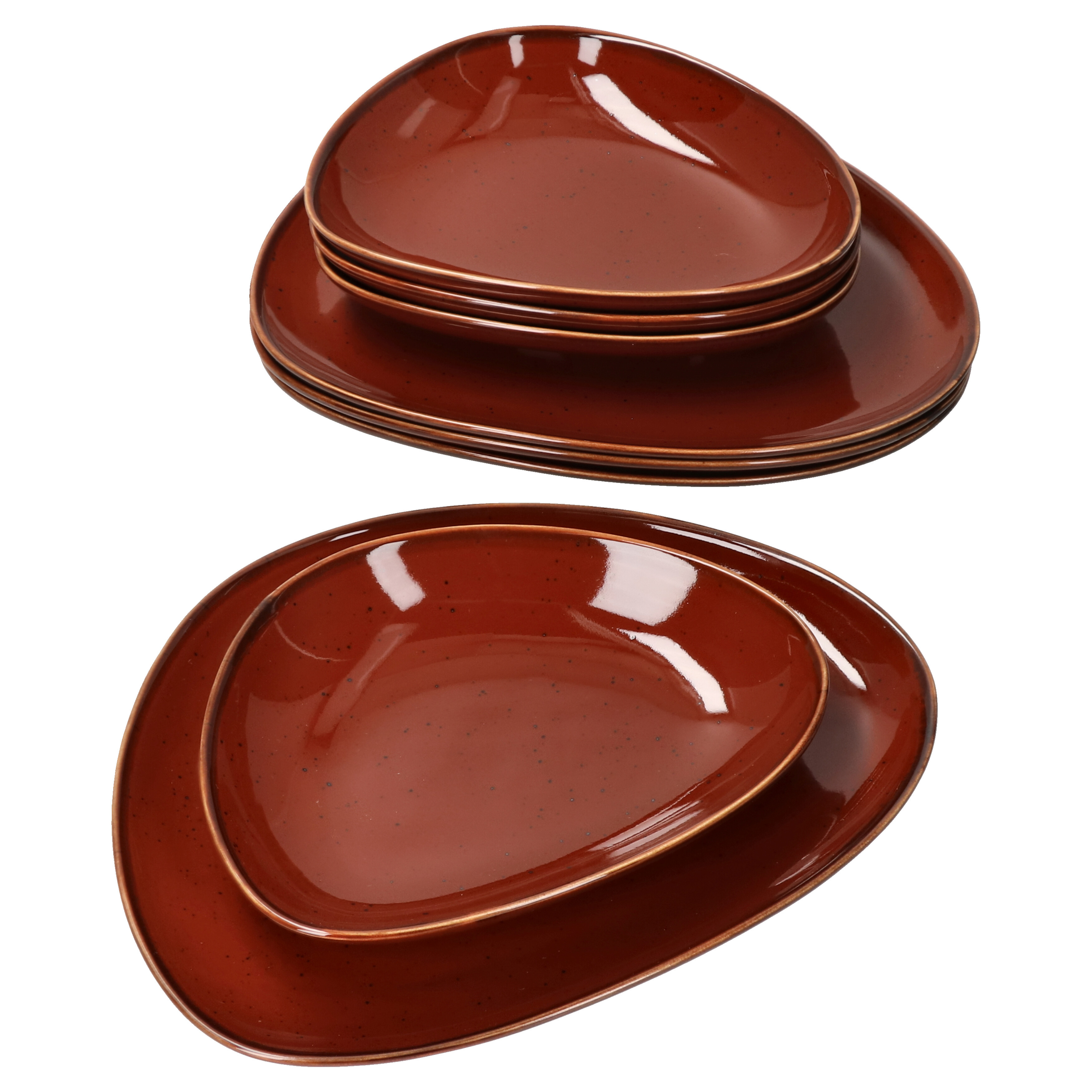 8-piece Dinnerware Set For 4, Dinner Plates And Soup Bowls, Porcelain, Chestnut Color