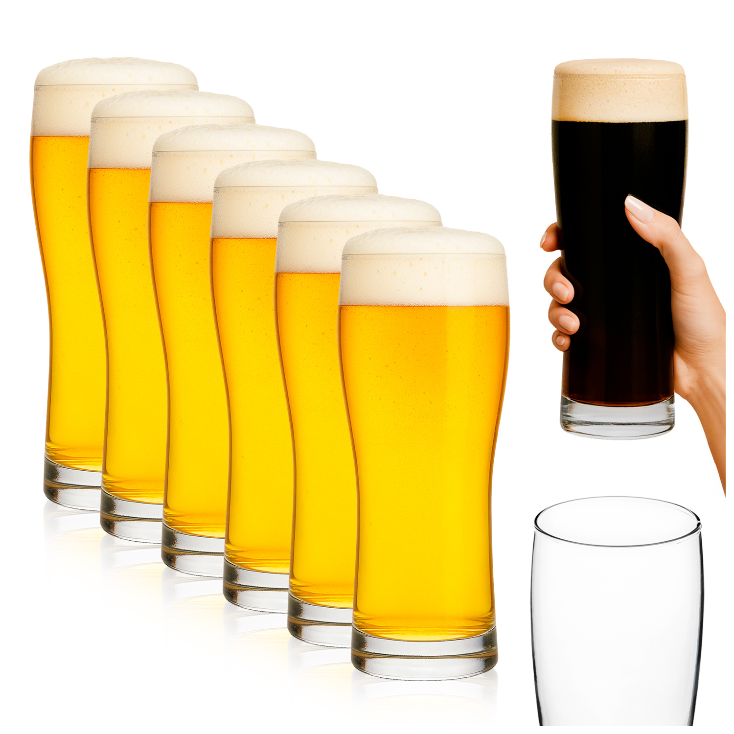 E-shop 6x Biergläser 500 ml für Getränke, Cocktails, Smoothies, Limonade und kalte Getränke – Universelle Gläser mit großem Fassungsvermögen – zum