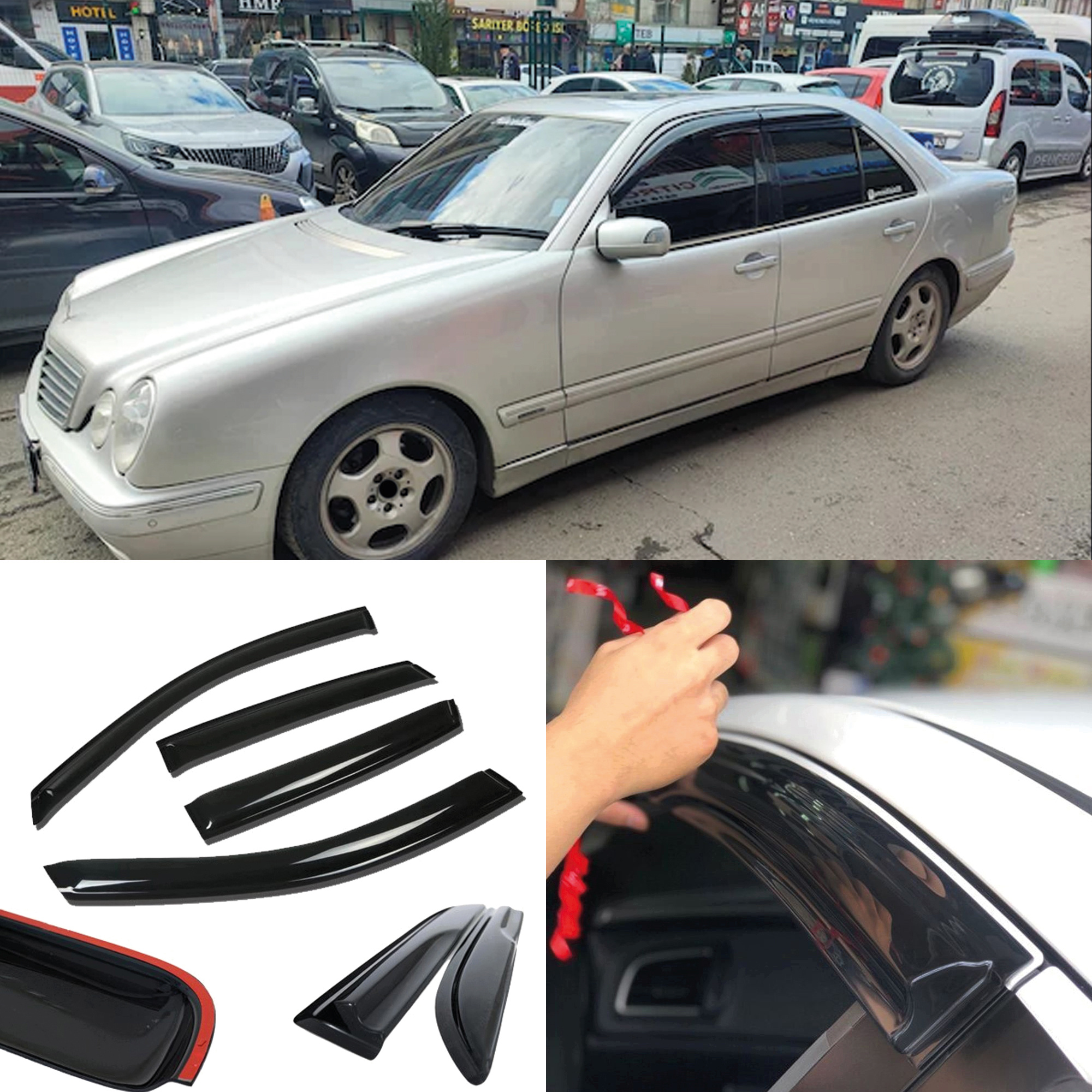 Window Visor For Mercedes W210 200d 1995-2002 4pcs Cars Accessories Rain Guard Vent Wind Deflector Weathershield Moulding Trim Thickened Sun And Rain