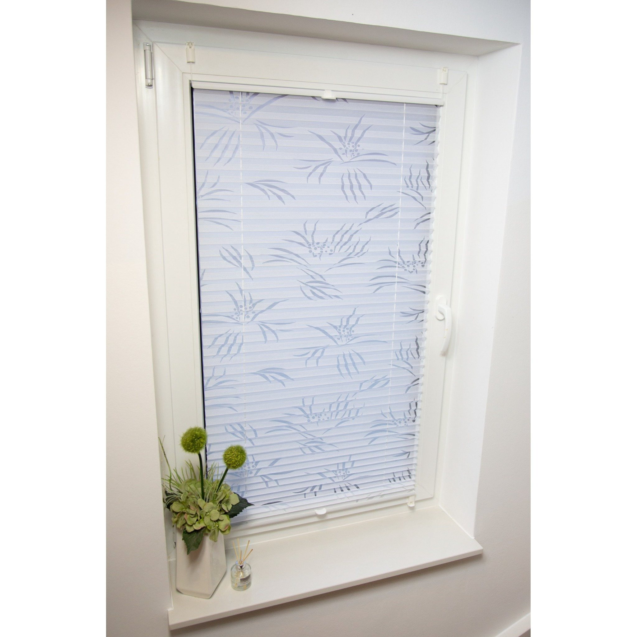 Clip-on Pleated Curtain With "" Fabric, No Drilling Or Screws Required, Includes Clip Holders, Width: 40-110 Cm / Length: 130/220 Cm, Color: White