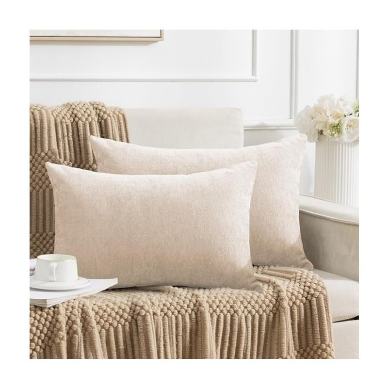 TEMU Fundas para Cojines 50 x 70 cm - Fundas para Almohadas Chenille 100% Poliester, con Cremallera, Juego de 2 Unidades