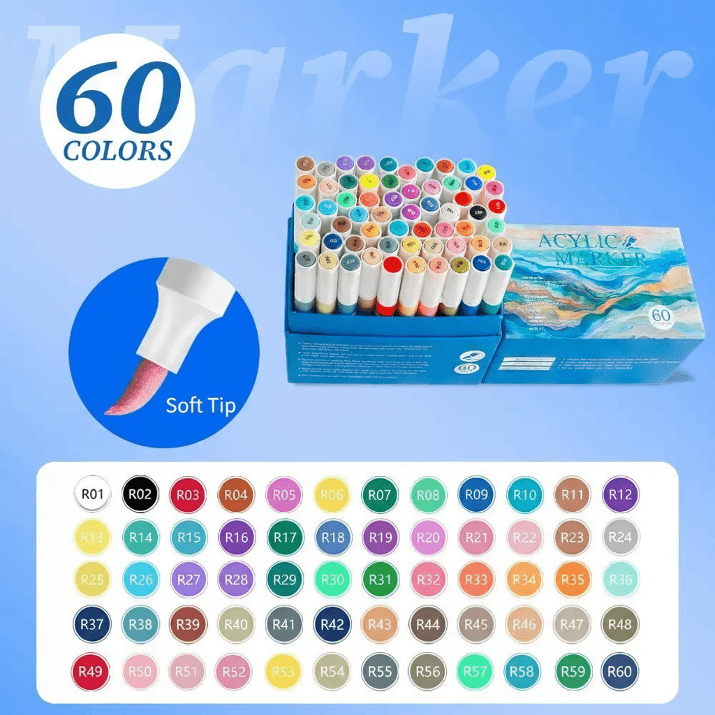 TEMU 80 Colours Paint Pens Acrylic Markers - Multicolor Acrylic Paint Brushes Acrylic Pens For Stones, Waterproof, Brush Tip Acrylic Pens Set,