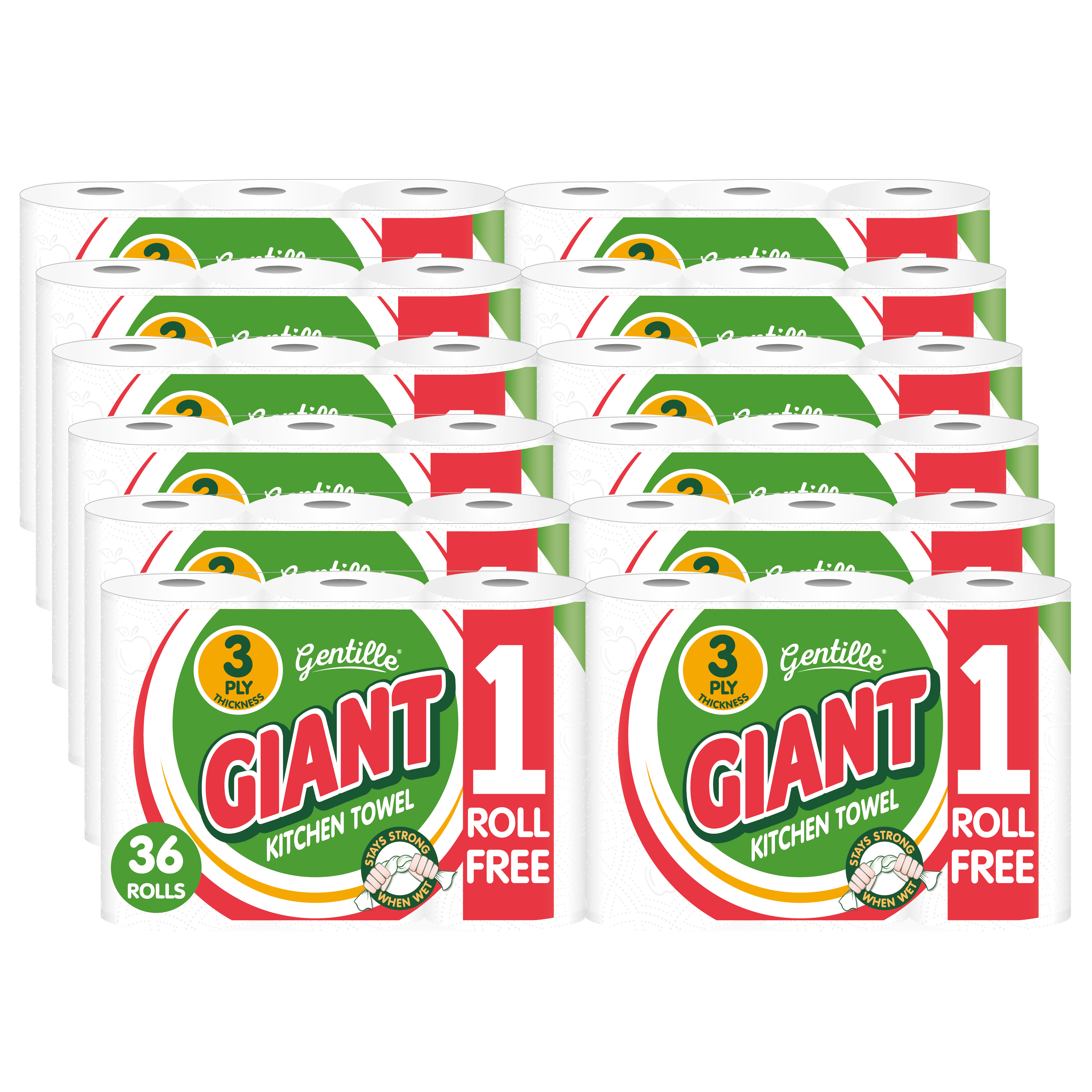  giant 3 ply thickness paper towel extra strong absorbent tough durable kitchen roll multipurpose bulk pack 36 details 0
