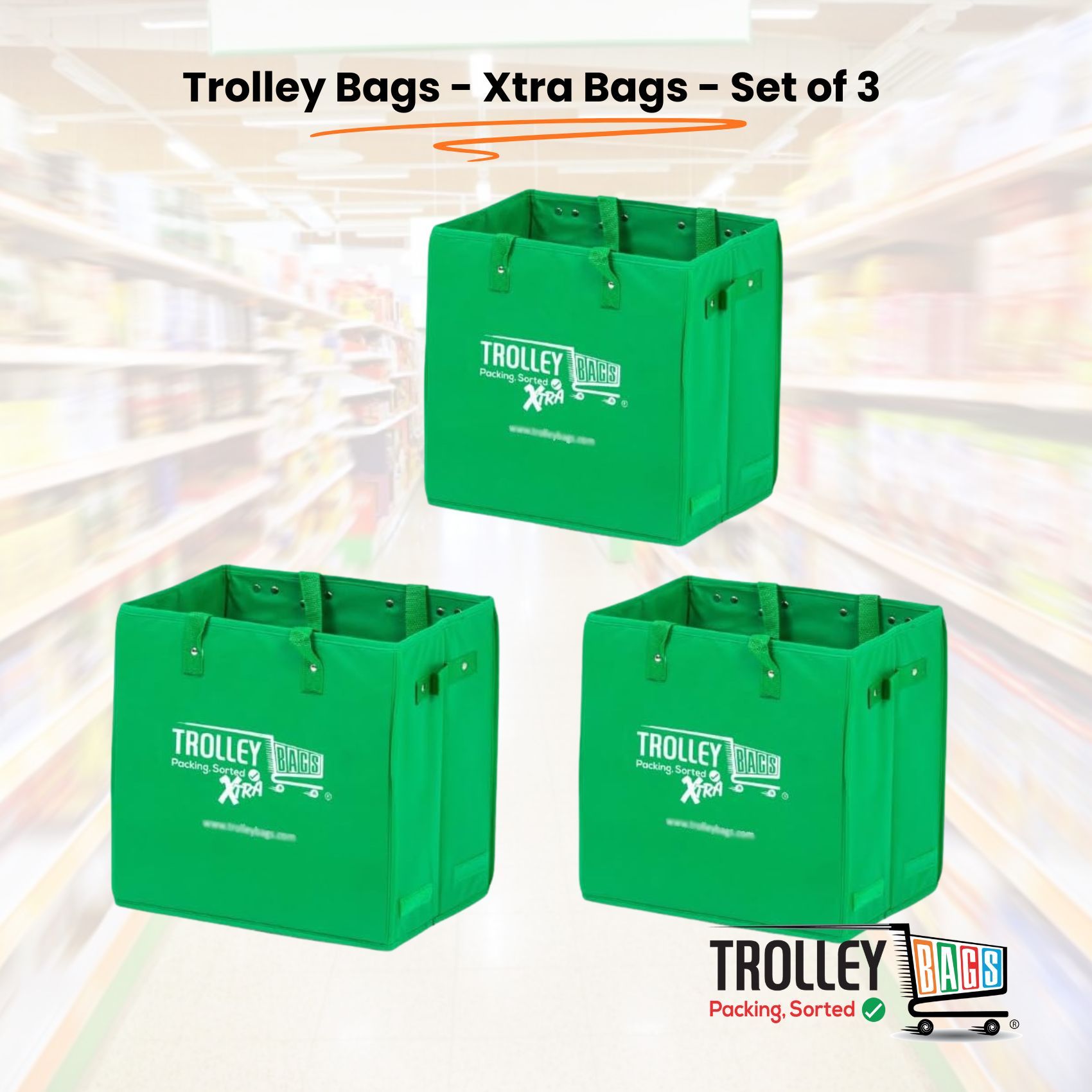 TEMU Trolley Bags - Bags - Set Of 3 - Collapsible Grocery , Multi-use Bags With Handles, Storage Solution (3 Pack)