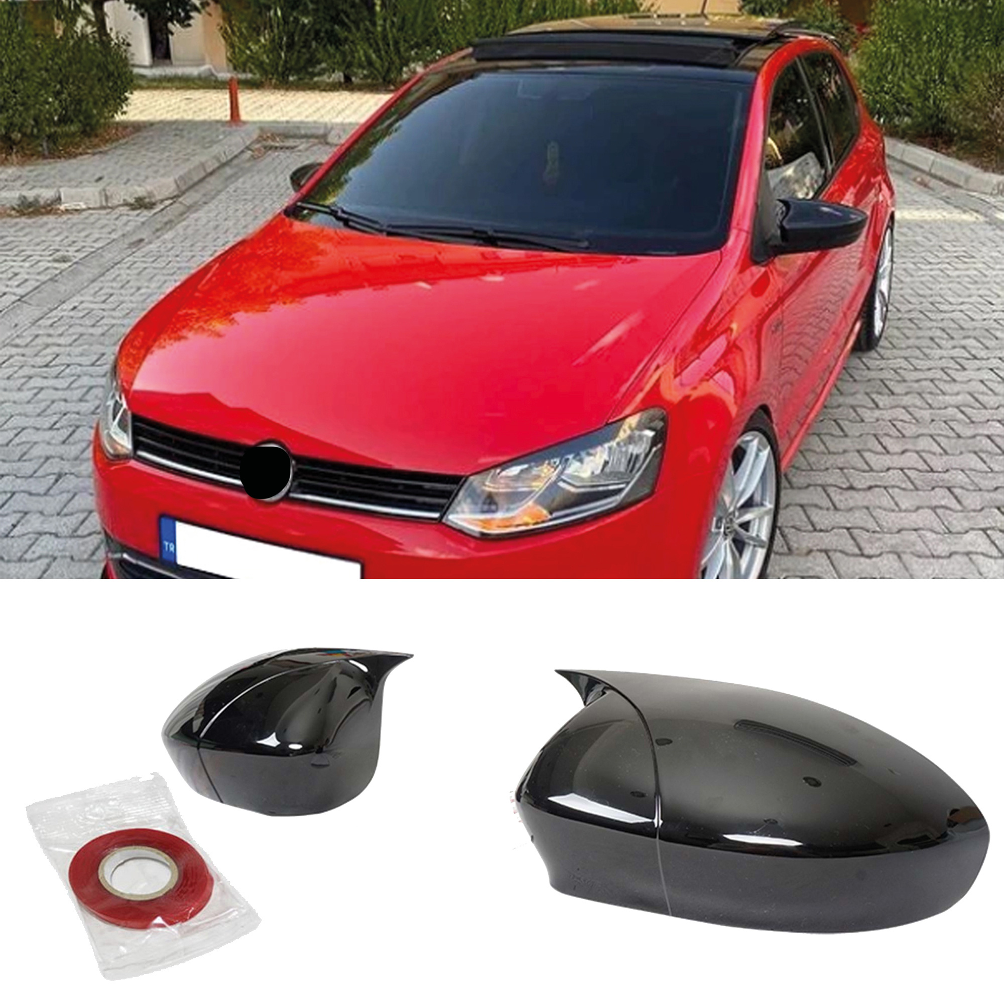 TEMU Mirror Cover For Vw 5 6r 6c 2009-2017 Accessory Bat Model