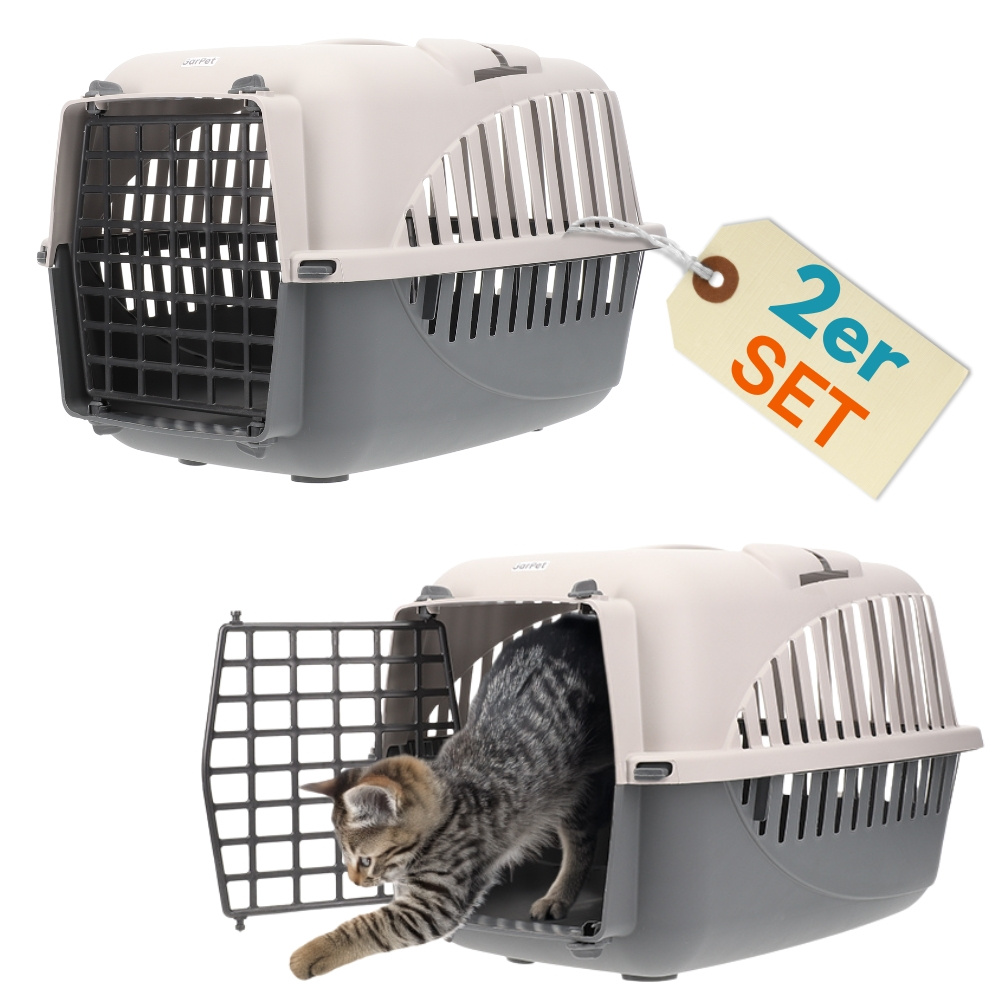 E-shop 2er Set Hundebox Auto Rückbank Transportbox Katze Katzentransportbox Transportbox Kaninchen Katzenkorb Transport Hundetransportbox Grau