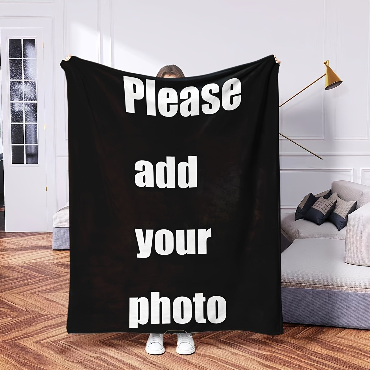 TEMU Personalizable Flannel Blanket - Contemporary Style, For Home, , Couples, Personalized Photo Gift, Multi-use For Sofa, Bed, , , Christmas,