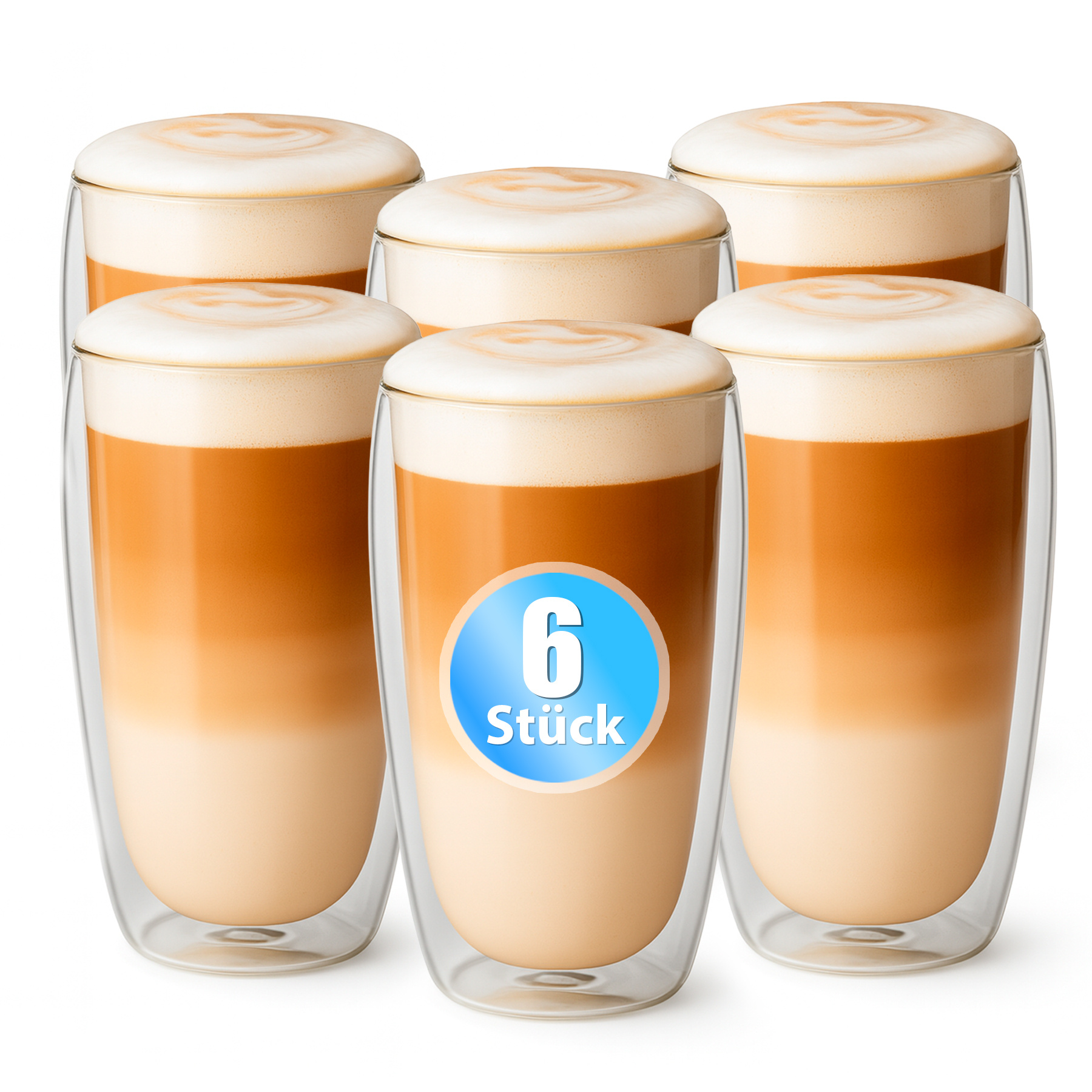 TEMU Bigdean 6pcs High Double-walled Glasses 350 Ml Made Of Borosilicate Glass – Coffee Glasses In Gift Packaging