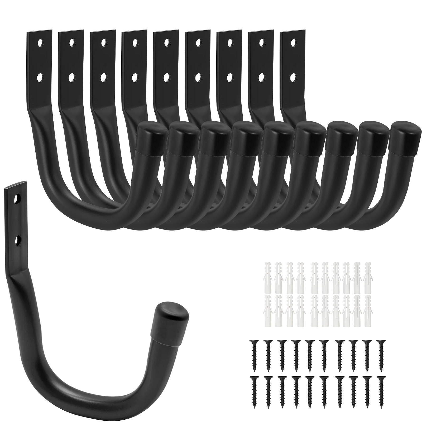 Garage Wall Hooks, 10-pack, Heavy-duty Garage Hooks, Sturdy Hooks For Garden Tools, Sports Equipment, Ladders, Garage Organization