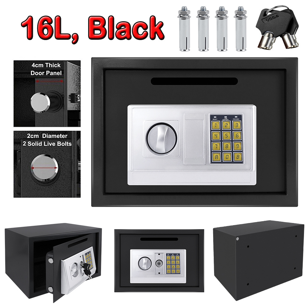 E-shop 4,6L/8,5L/16L Digitaler Safe, Elektronischer Sicherheitsschrank mit 2 Schlüsseln, Metall Stahl Safe Box für Zuhause Hotel Büro zur Aufbewahrung