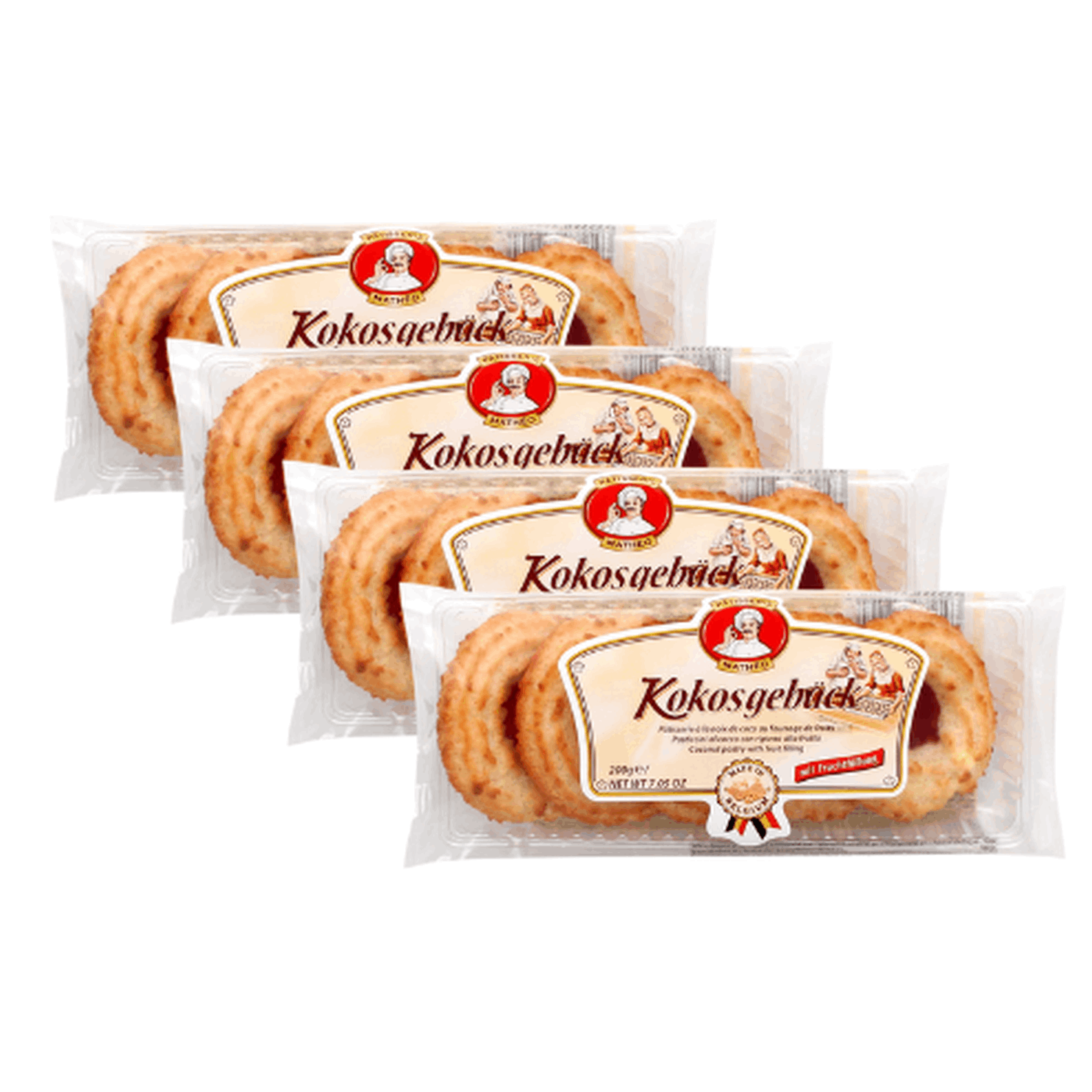Image of Maître Truffout Coconut Pastries With Fruit Filling – 4×200 G – Finely Crispy Coconut Pastries From Belgium – Delicate Coconut Rings With A Fruity Core