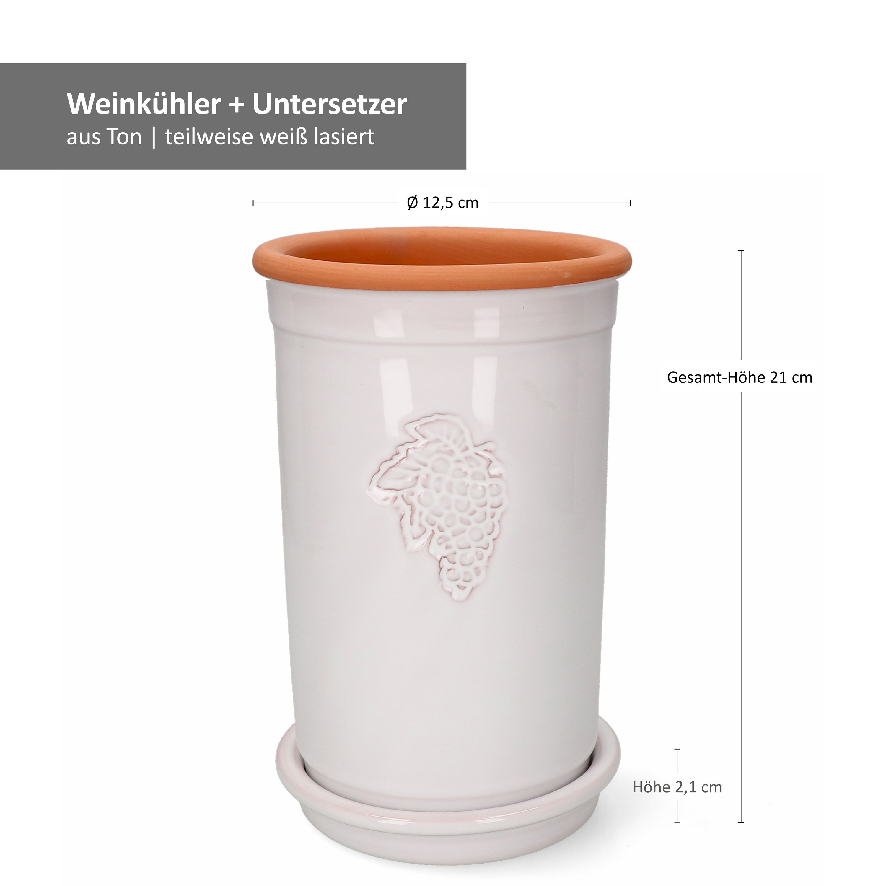 Mambocat Wine Cooler Including Coaster White 12.5cm