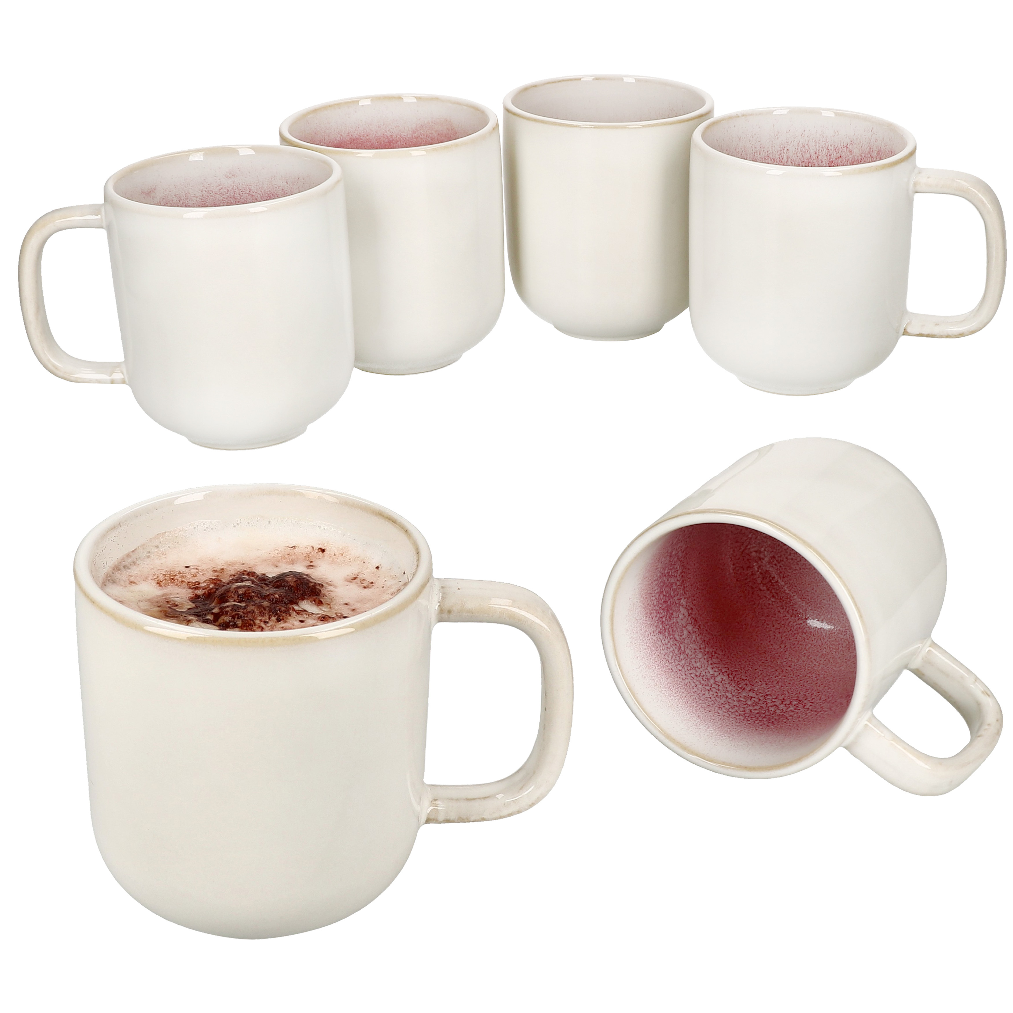 6-piece Set Reactive Glaze Mugs 350ml Cups Cylindrical