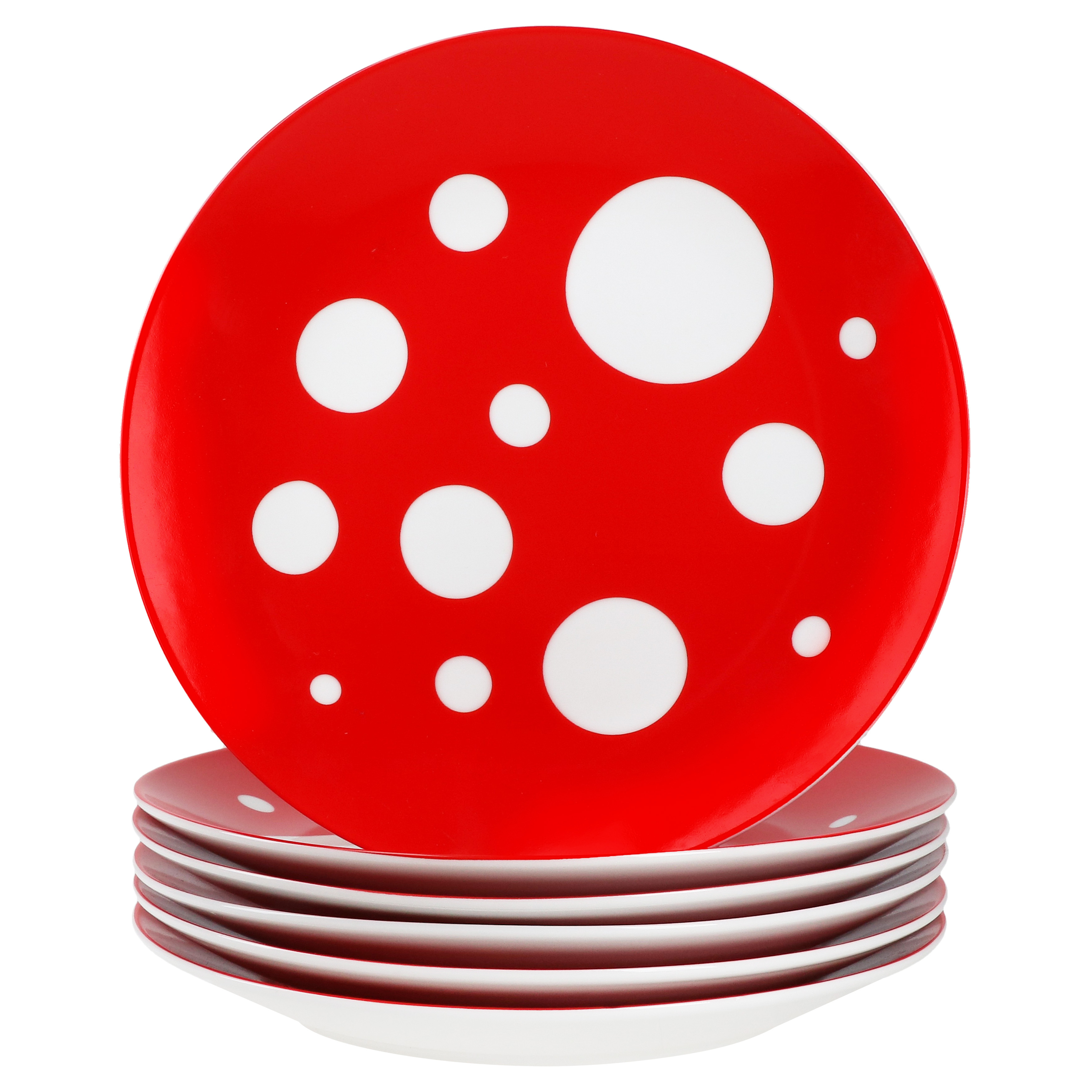 Image of Points 6pcs Set Porcelain 6-person Dessert Breakfast Plate Dotted