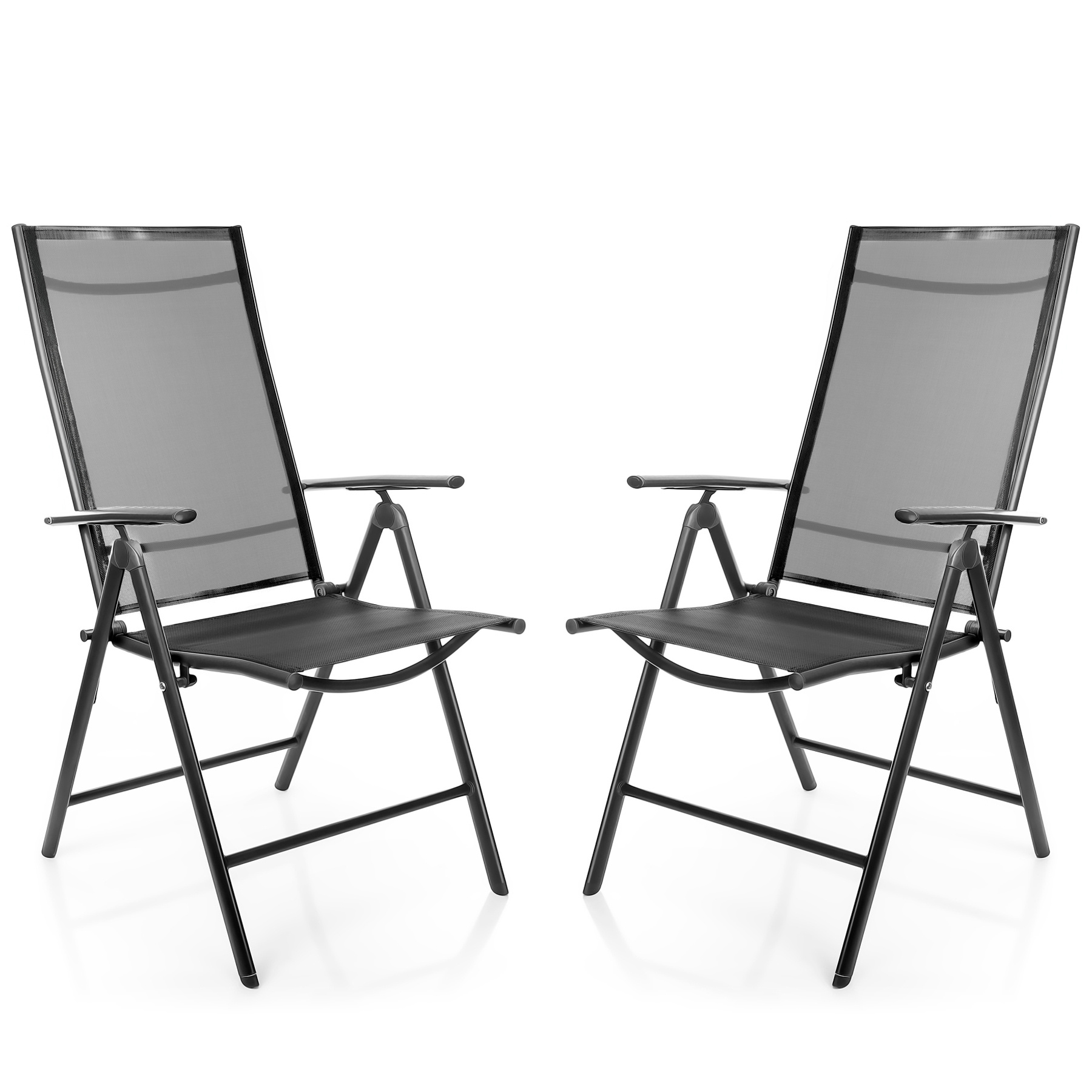 Image of Bigdean 2-piece Garden Chairs, Dark Gray, 120 Kg Load Capacity - Balcony Chairs, Folding Chair With 7-position Adjustable Backrest - High-quality Camping Chair For Balcony, Garden & Terrace