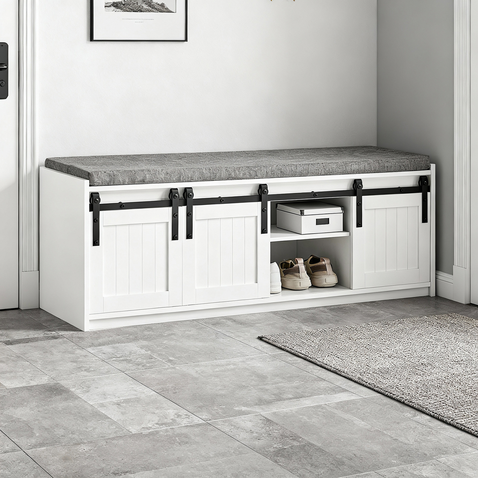 TEMU de Almacenamiento de Zapatos con 6 Compartimentos - Puerta Corrediza de Estilo y con Estante - Mueble para Entrada, Capacidad de 200kg para