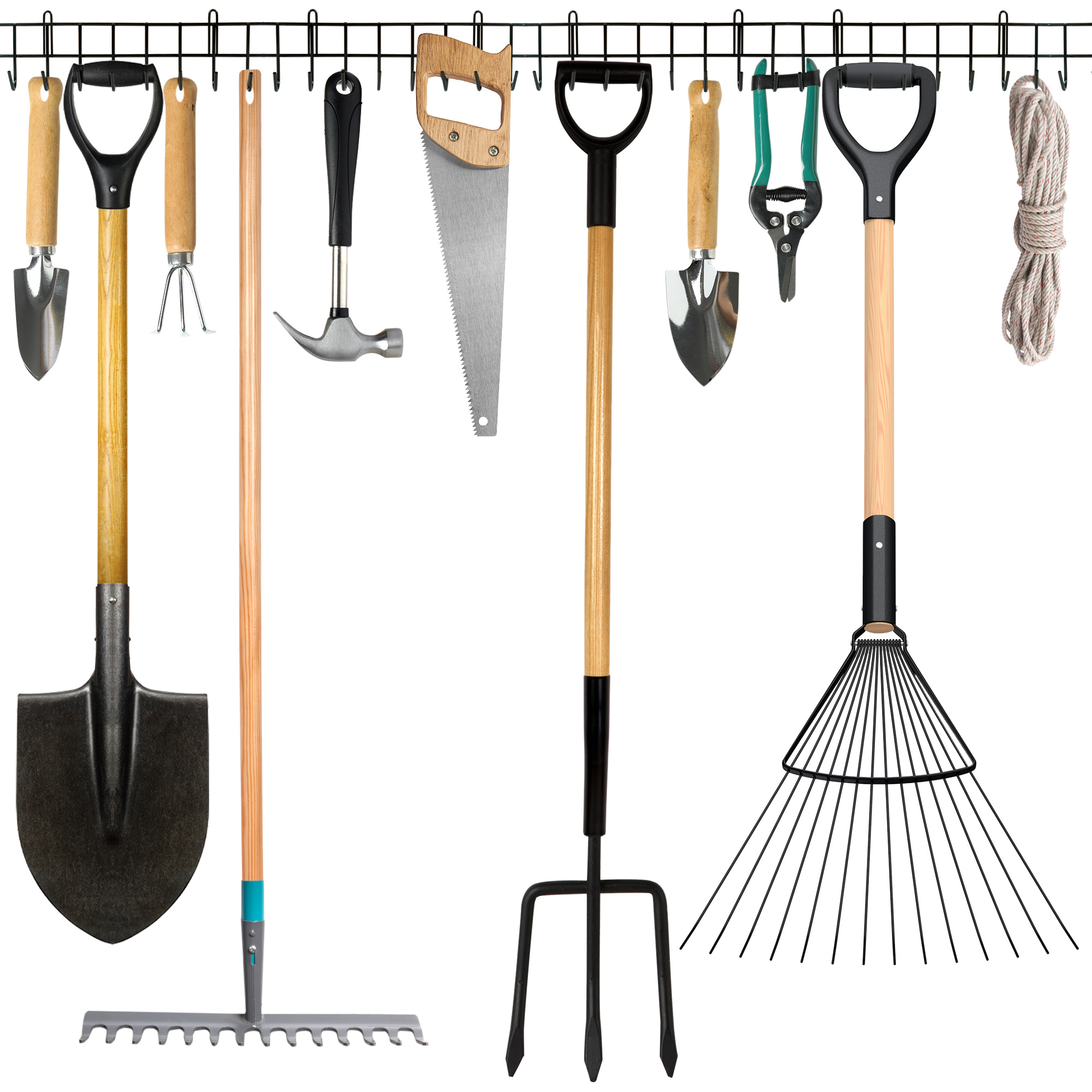 TEMU Garden Tool Storage Rack 160cm – Wall-mounted Metal Tool Organizer For Shed – Heavy-duty Rack For Garden Tools, Shovels & Rakes