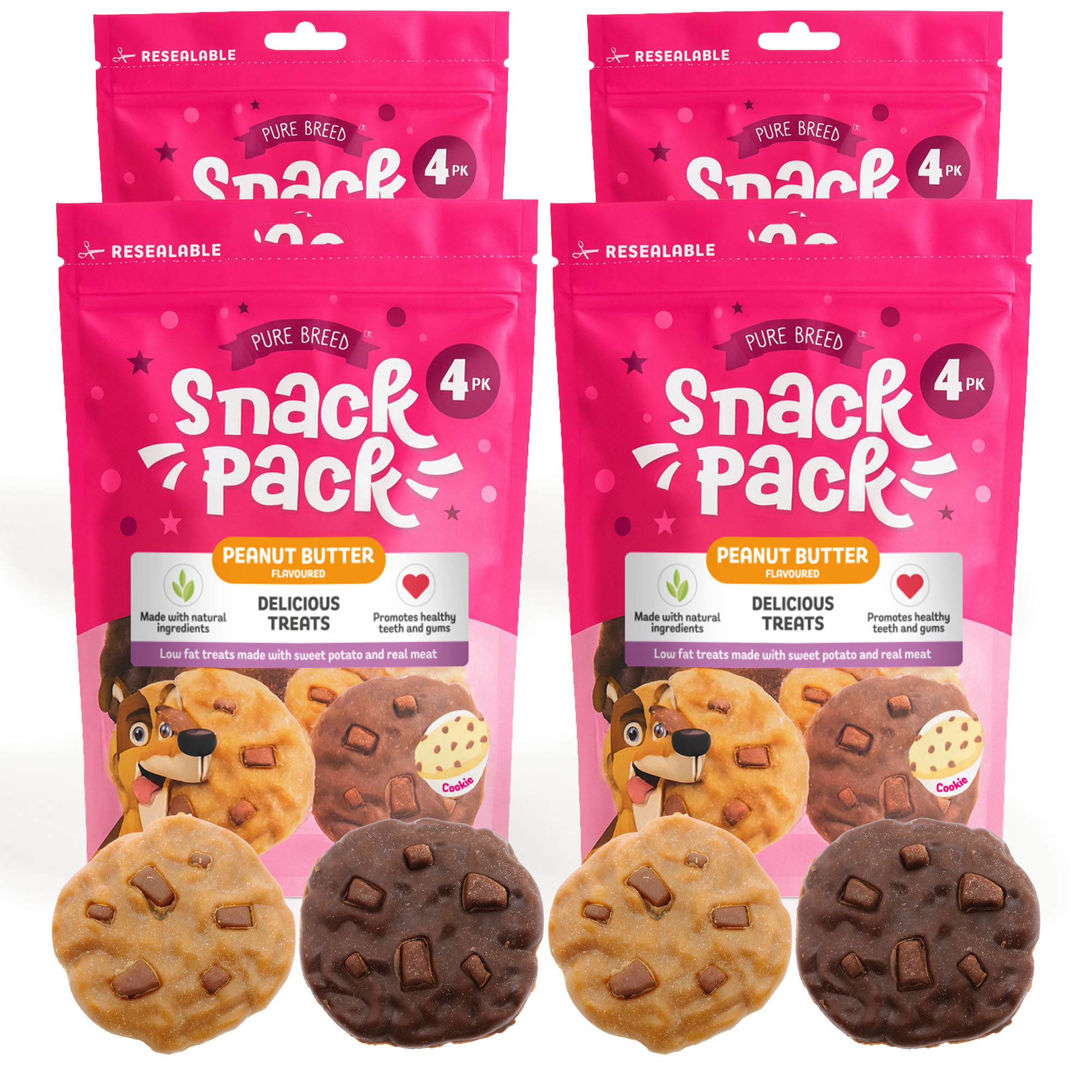 TEMU Pure Breed Dog Chews 16 Pack | Dog Treats | Grain-free Snacks | Natural Long Lasting Chew Treats For Multi-dog Homes | 16 Bites Resealable Packs