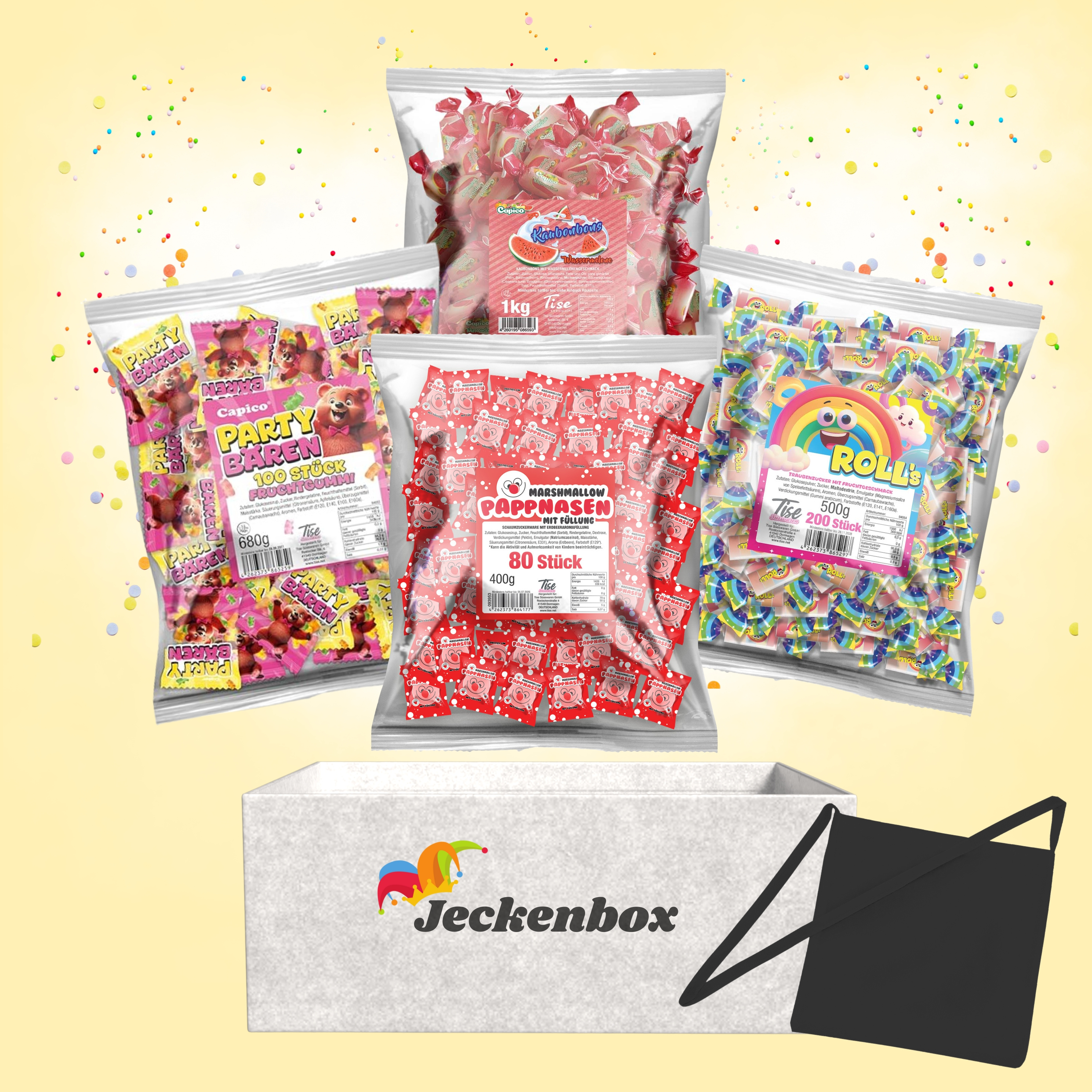 Jekkenbox Carnival Candy Throwing Material Mix – 2,580 G With Shoulder Bag For Carnival Parade
