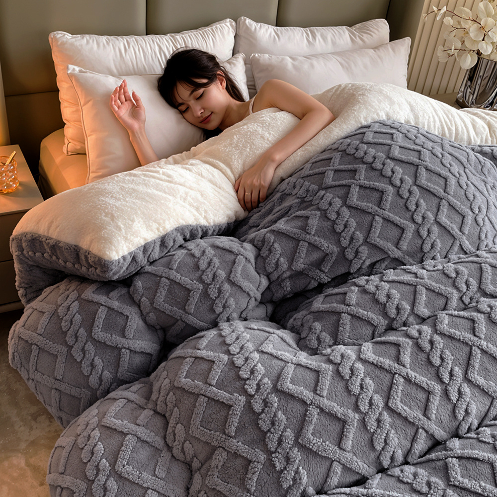 luxury   comforter thick warm comforter heavy warm winter comforter core modern ultra soft thick weighted blanket   fluffy fleece quilt beddin ideal bedding gifts for christmas mothers day valentines day festival single   super king size