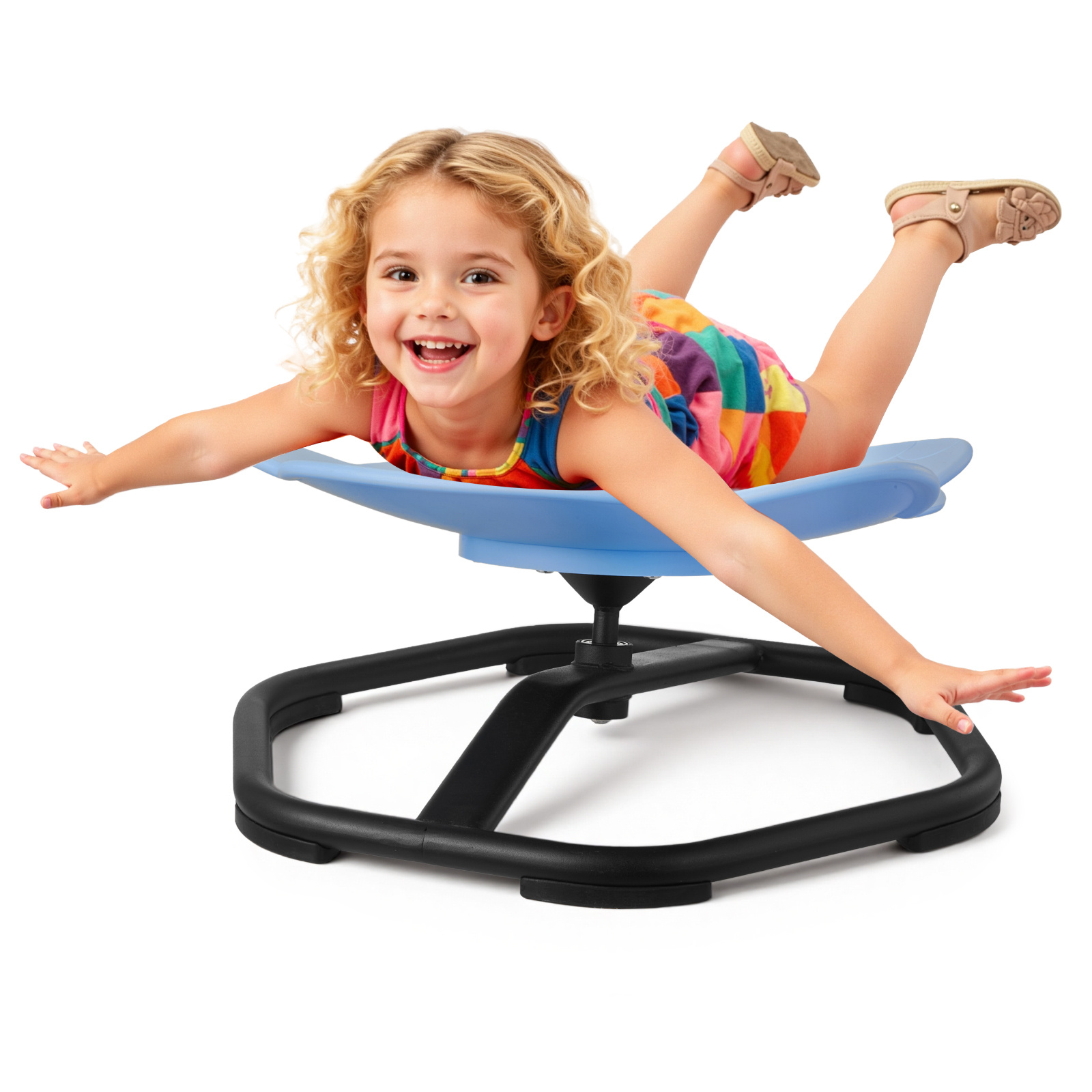 Image of Vevor Kids Swivel Chair, 220 Lbs Capacity, Elephant Shape Sensory Spinning Chair, Autistic Kids Sensory Toy Seat With Non-slip Metal Base, Toddler Sit & Spin Seat For Coordination Balance Focus, Blue