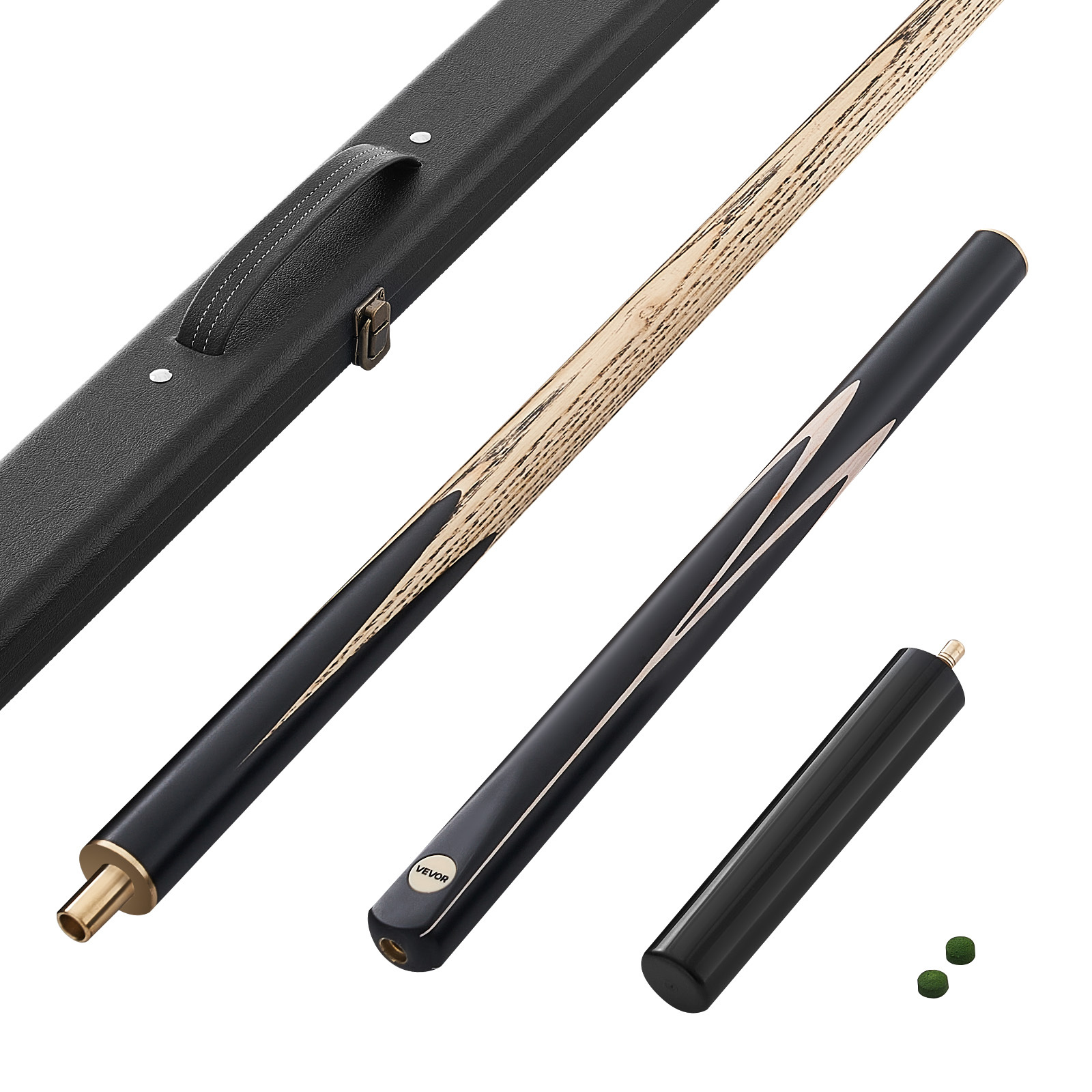 Image of Vevor Pool Cue, 1447.8mm Jointed Snooker Cue, Snooker Cues Stick With Extension Rod & 9.7mm Leather Tip, 538g Pools Stick For Table, Bar, Home, Office, Includes Wooden Case
