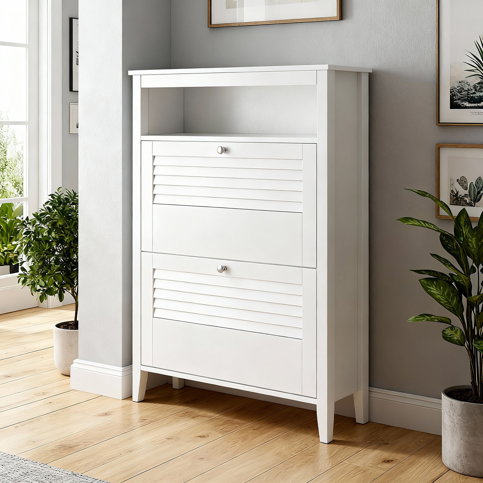 Image of 1-piece Shoe Cabinet With 2 Doors, Shoe Storage Organizer, Entryway Furniture, Shoe Box For Shoe Storage, 80 X 25 X 108 Cm - Gts263-x