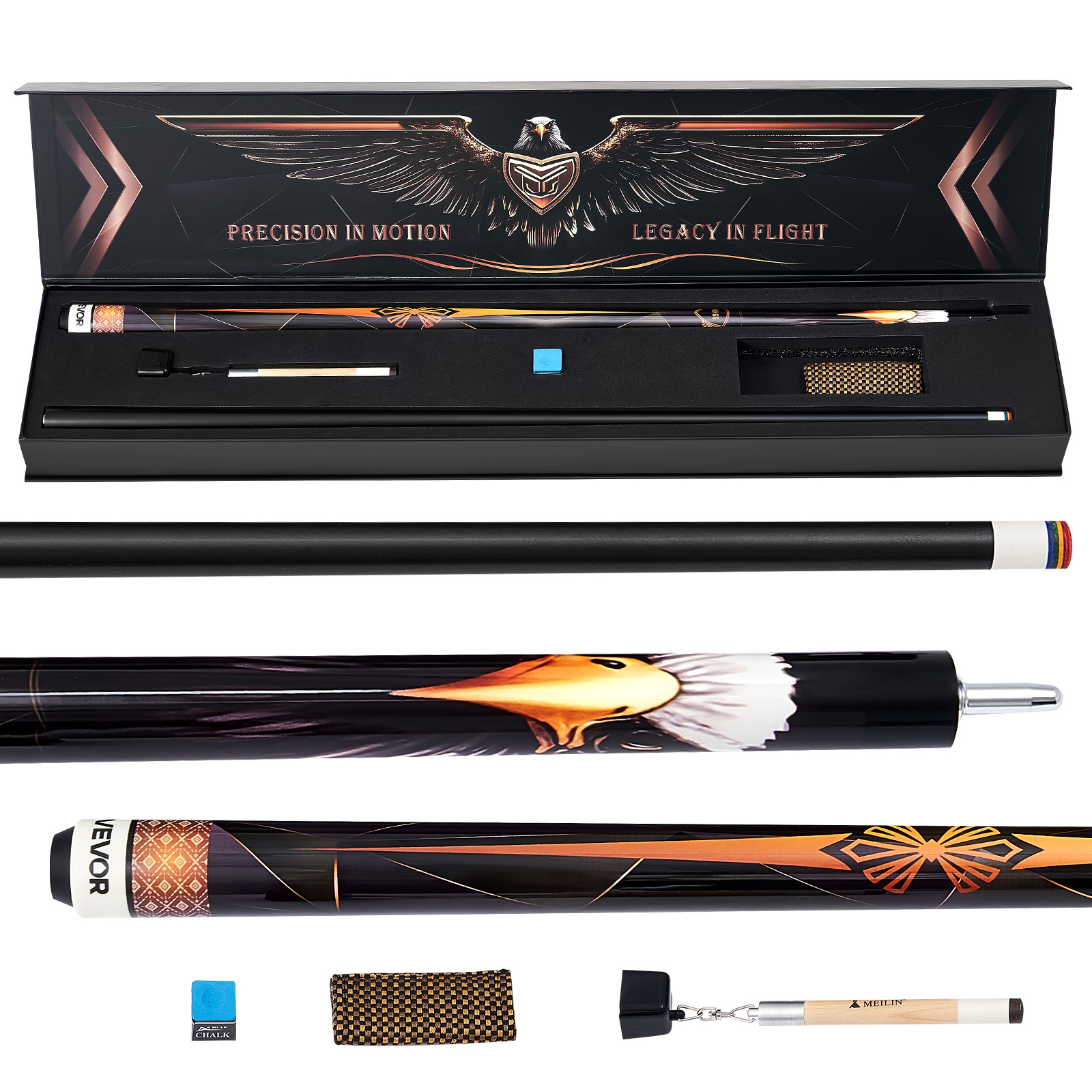 Image of Vevor Pool Cue, 1pc Pool Stick, 58 Inch & 19 Oz Wood Billiard Pools Cue Stick With Tip & Abs Connection Ring, Cues Sticks For Table, Bar, Home, Office