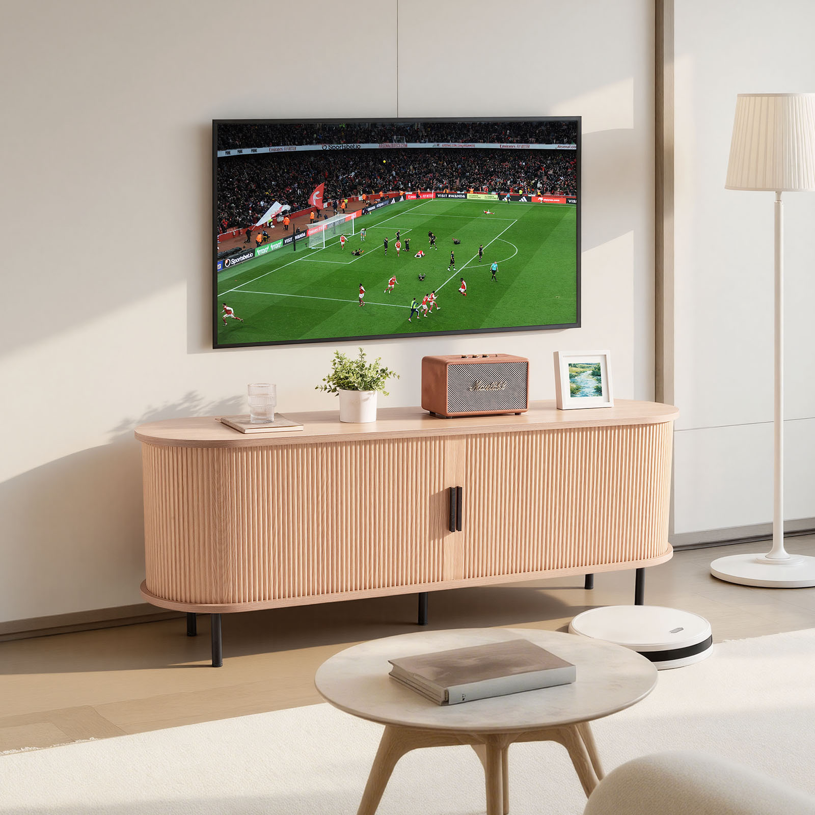 Image of Vevor Tv Stand, Boho Entertainment Center For Tvs Up To 58 In, 350 Lbs Load, Console Table With Adjustable Storage Shelves And , Television Stand For Living Room, Bedroom