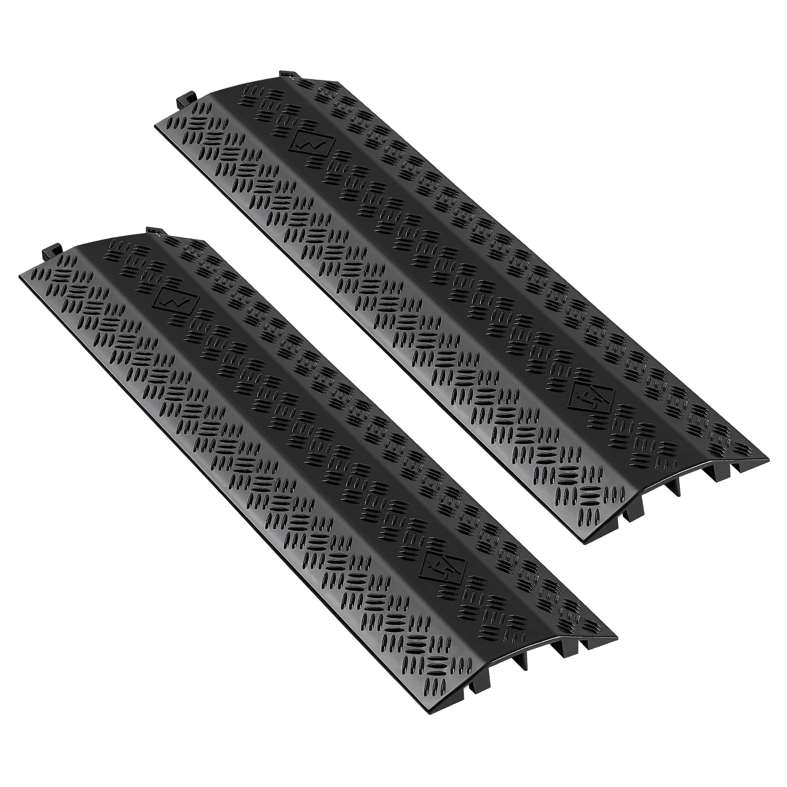 Image of Vevor Drop Over Cable Cover, 7, 938 Kg/axle Load Capacity, Heavy Duty Cable Hose Protector Ramp, Floor Cord Cover, For High Walking Traffic Areas, Indoor, Outdoor, Home, Office, Warehouse, 2 Pack