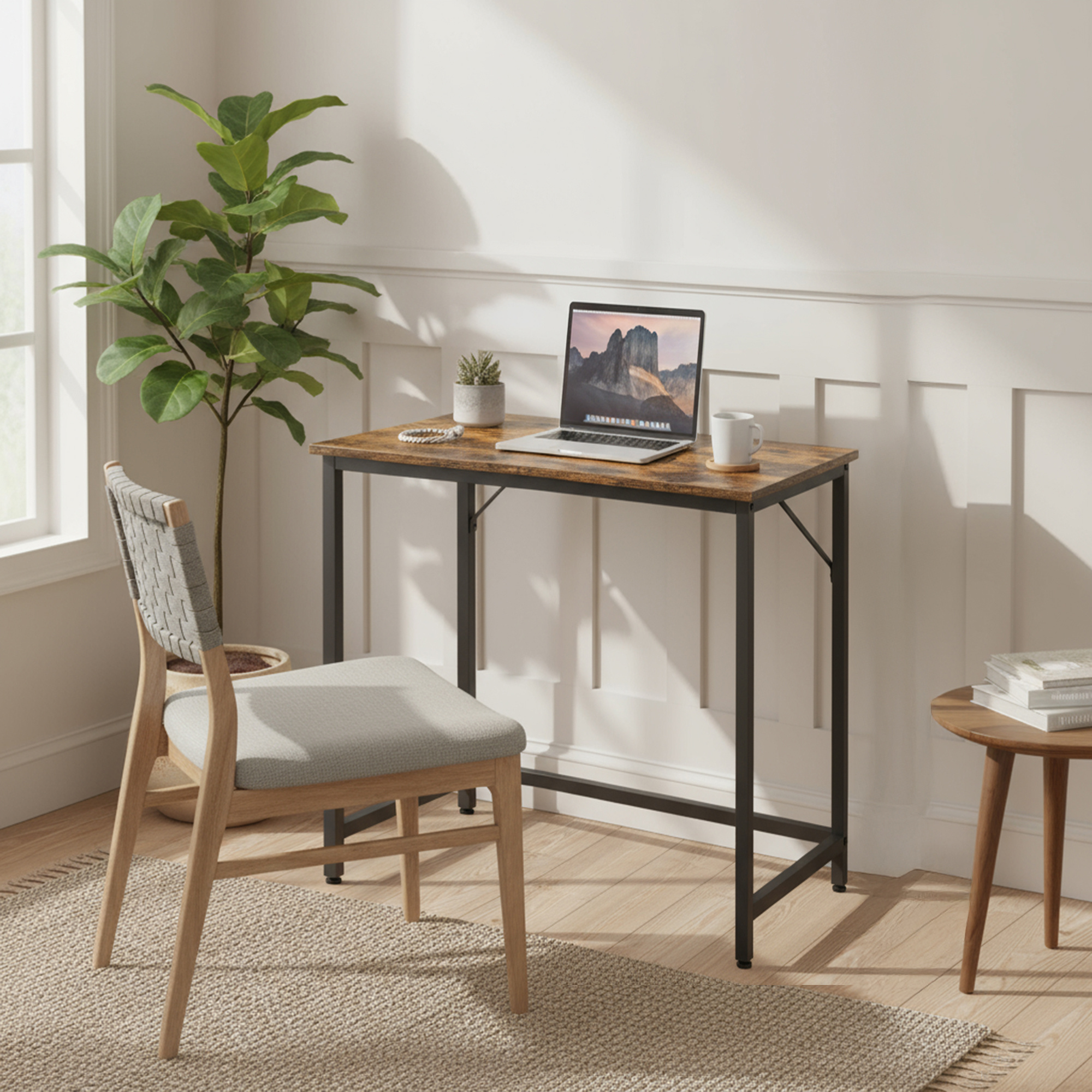 Image of Desk, Small Computer Desk, Office Desk, For Study, Bedroom, Metal Frame