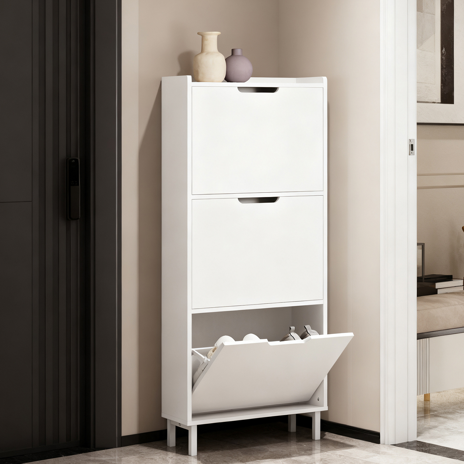 TEMU Muebles de entrada puertas, zapatero moderno, estante para zapatos delgado para entradas pequeñas o pasillos 50x19x129cm - GTS262-I-X