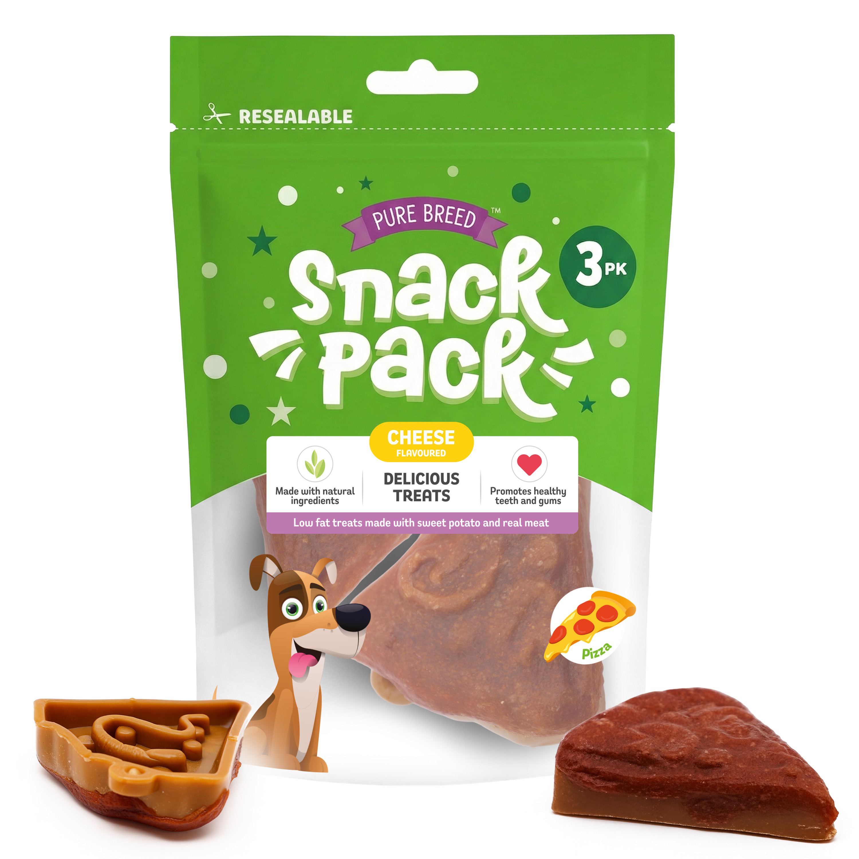 TEMU Pure Breed Dog Chews 3 Pack | Cheese Flavoured Treats | Healthy Grain-free Snacks For Dogs | Long Lasting Natural Chew | Training Reward For All