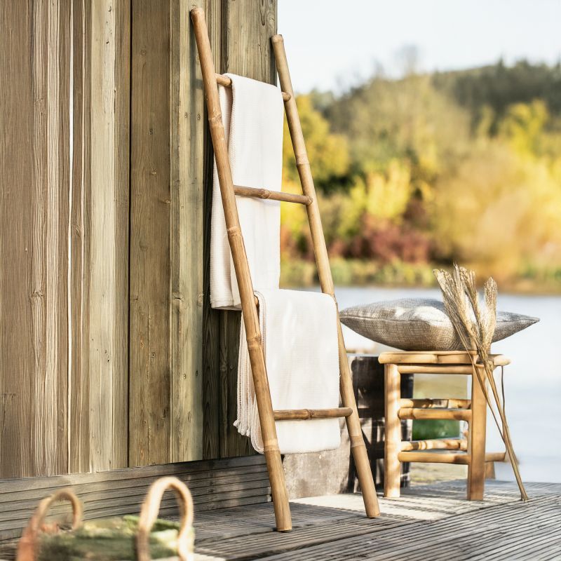 Bamboo Ladder, 115cm High, Towel Holder, Plant Ladder, Towel Ladder, Decorative Ladder