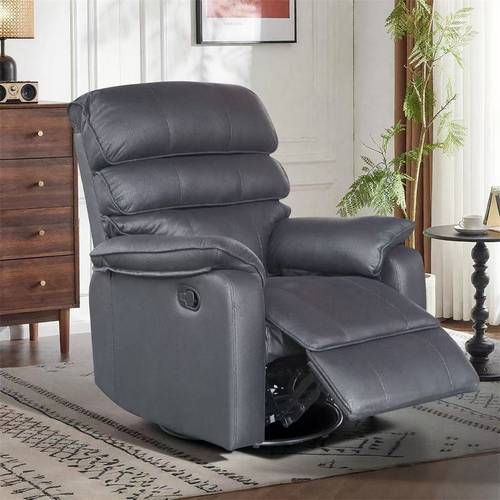 poltrona relax tv con schienale regolabile, rotazione a 360°, poltrona ergonomica con imbottitura extra spessa, poltrona tv scuro per soggiorno, camera da letto & ufficio